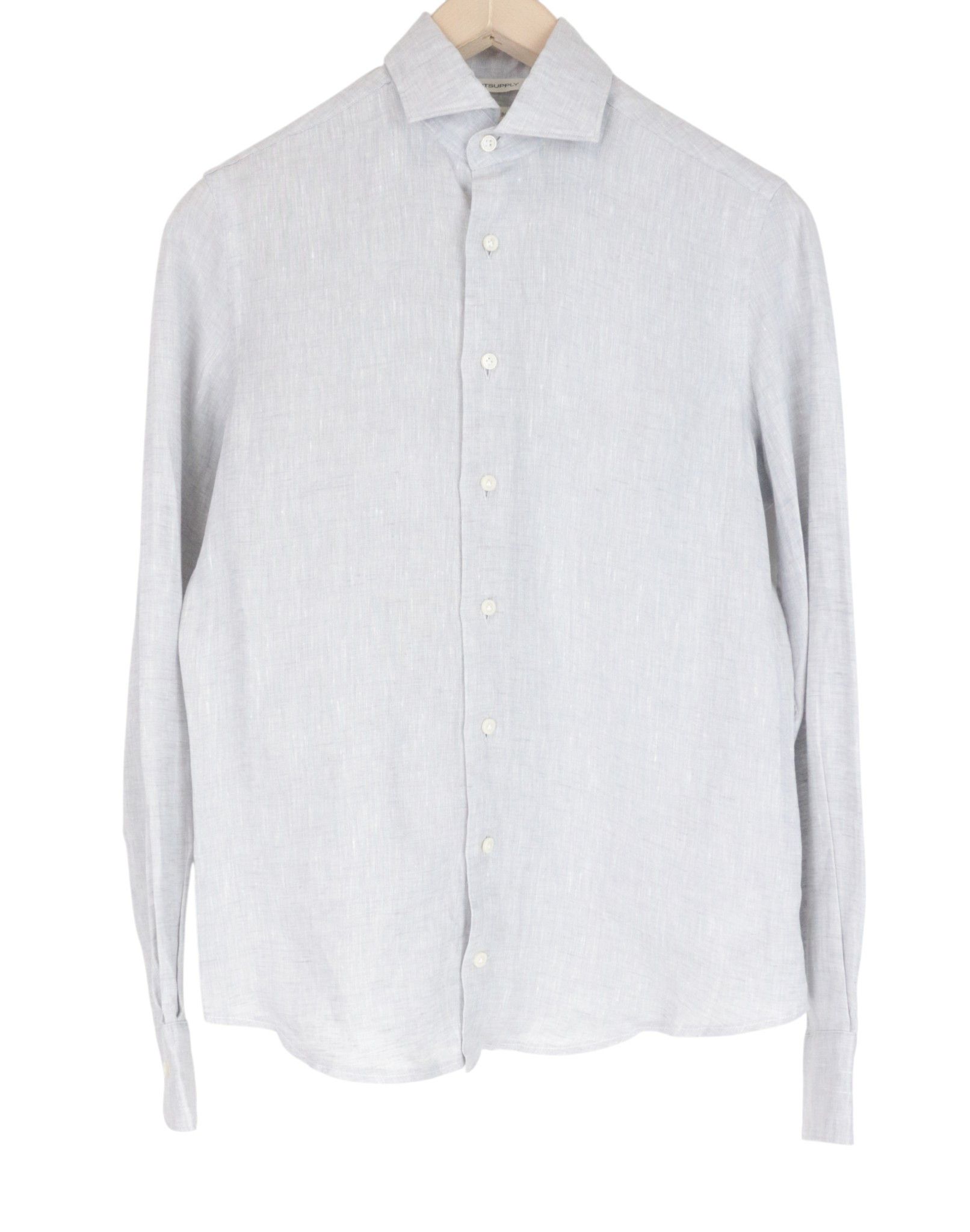 Suitsupply 35/13 1/2/36/14 Grey Linen Melange Shirt 67179 Size US S / EU 44-46 / 1 - 1 Thumbnail