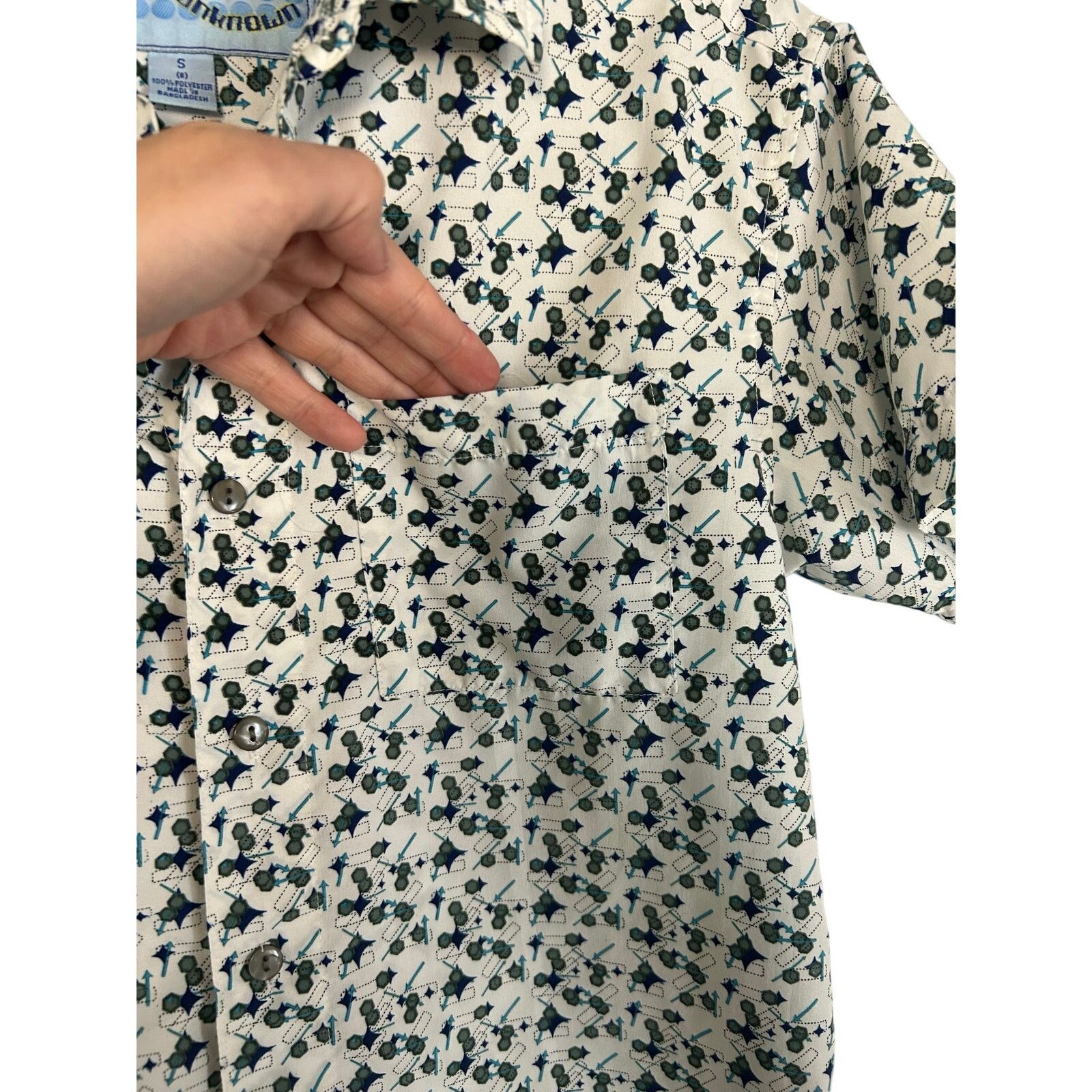 Vintage VTG Address Unknown White Teal S Atomic Retro 90s Mod Button Size US S / EU 44-46 / 1 - 8 Thumbnail