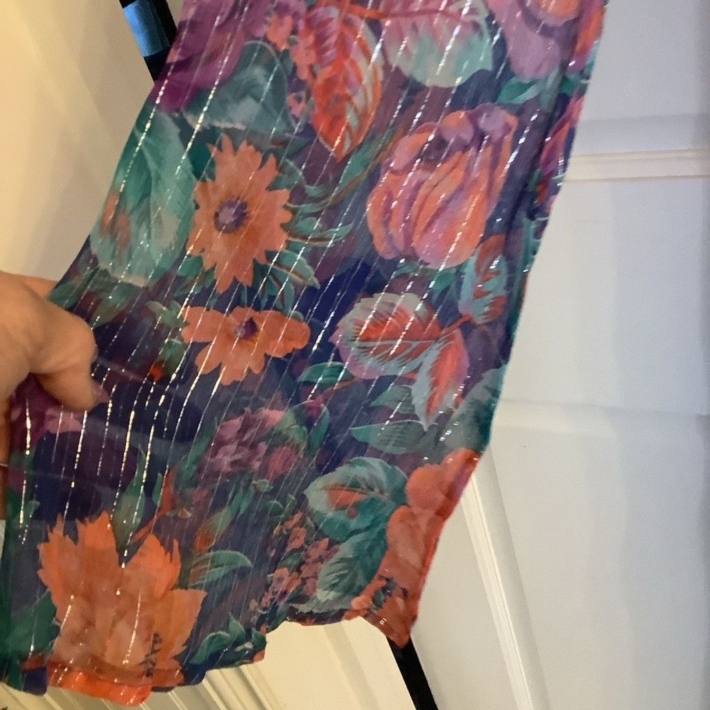 Anthropologie Women's Aratta Floral Dress M Blue purple Orange Size M / US 6-8 / IT 42-44 - 6 Thumbnail