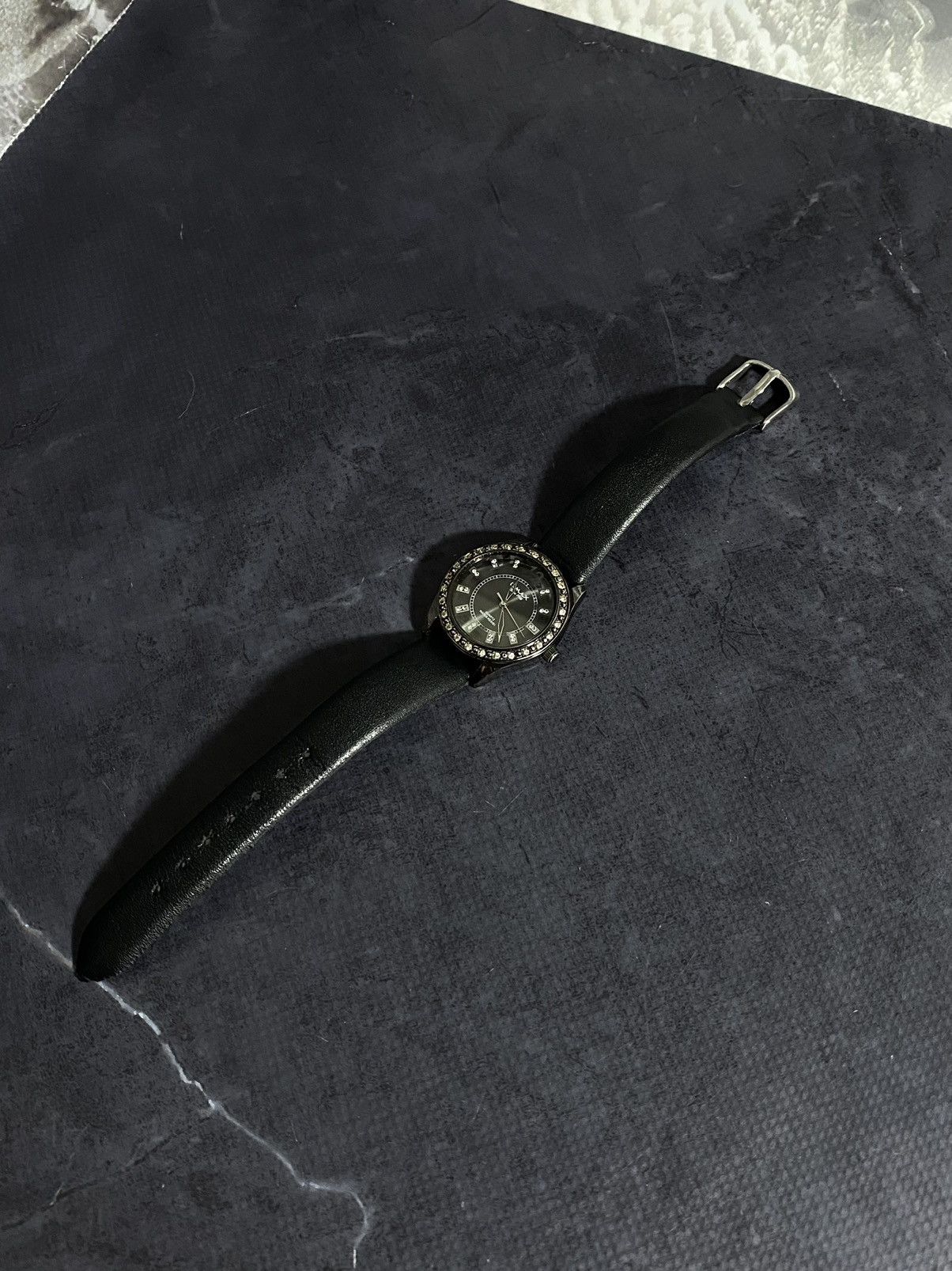 Japanese Brand × Vintage Omax Crystal Bezel Watch Black Strap Japanese Brand Size ONE SIZE - 6 Thumbnail