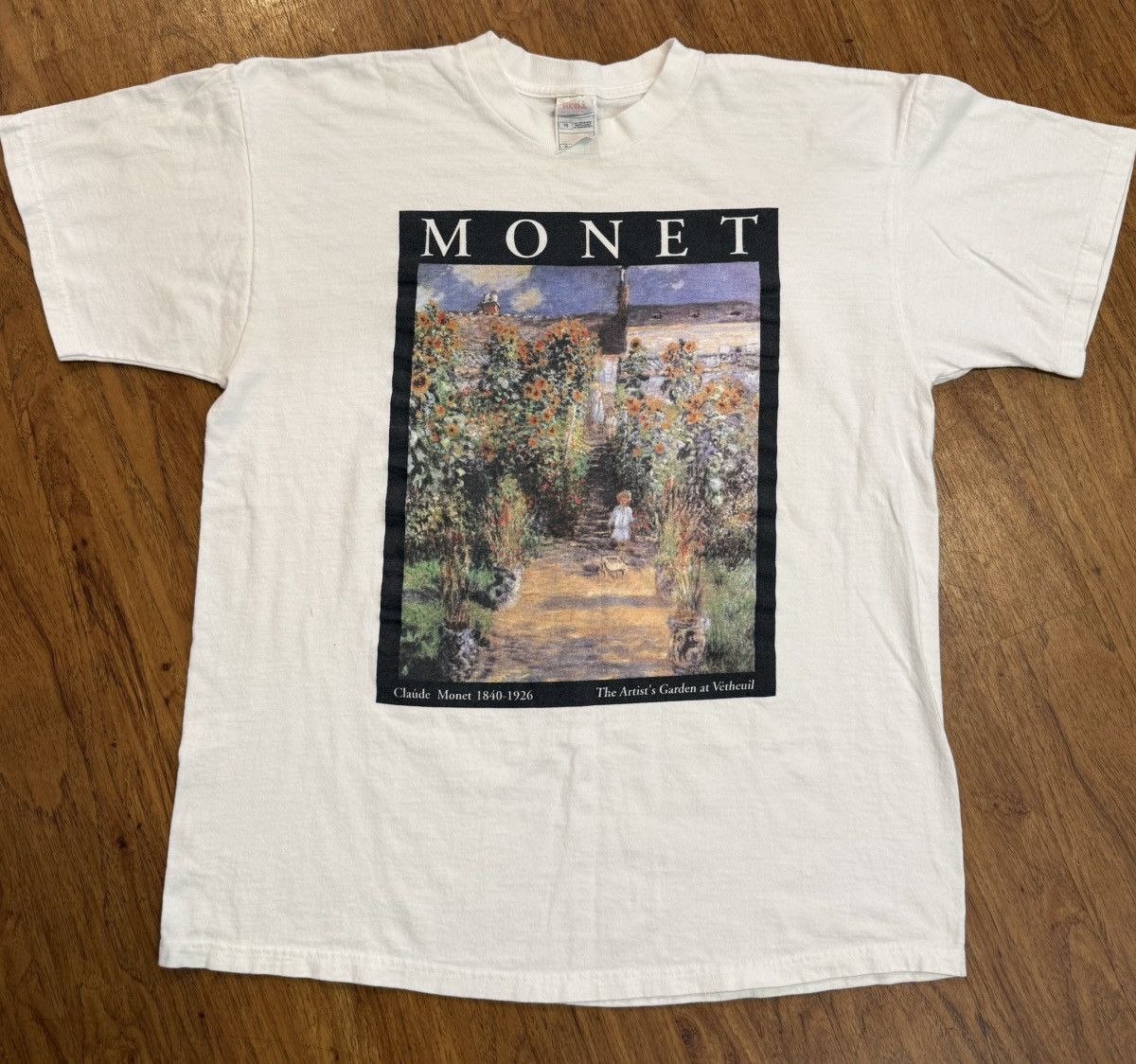 Fruit Of The Loom Vintage 90’s Monet Art T Shirt Artists Garden ART TEE XL USA Size US XL / EU 56 / 4 - 2 Thumbnail