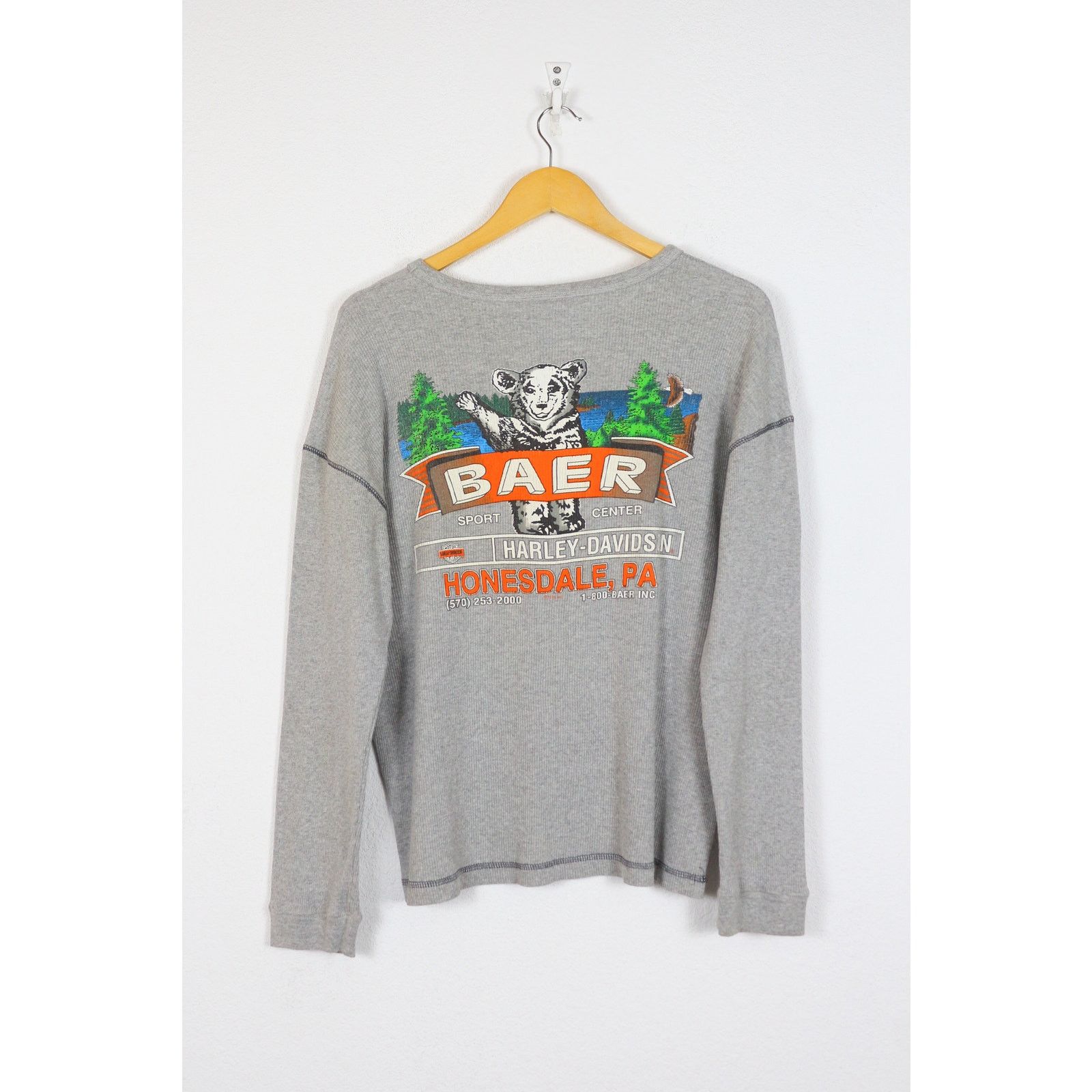 Harley Davidson Vintage Harley Davidson BAER Graphic Waffle Tee T-shirt 90s Size US M / EU 48-50 / 2 - 1 Thumbnail