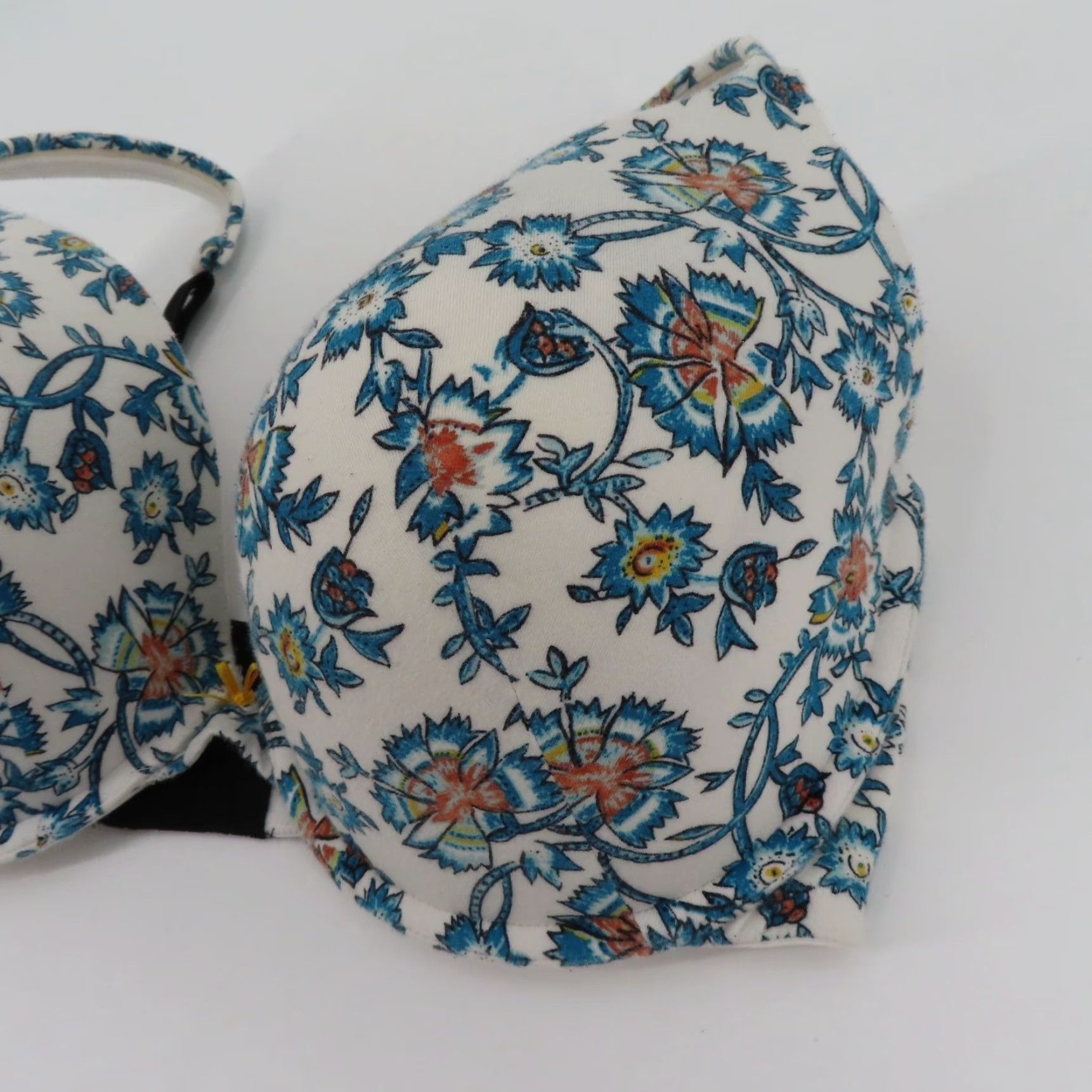 Vintage Cacique Bra Women Plus Size 40G Plunge Underwire Padded Floral White Blue Flower Shirt Style Womens Size ONE SIZE - 4 Thumbnail