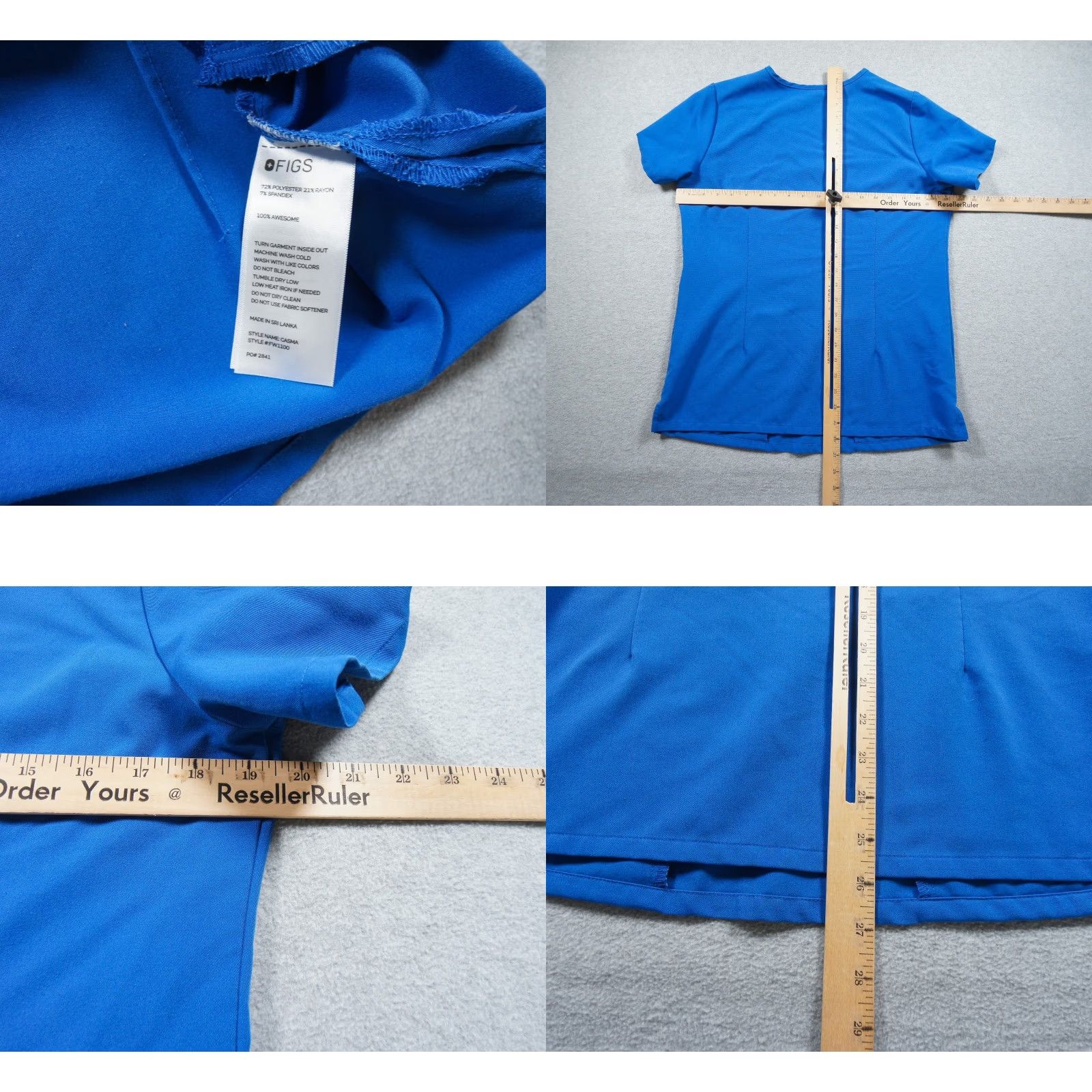 Vintage Figs Shirt Womens Small Blue Scrub Top Nurse Medical Workwear Casma Vneck Ladies Size S / US 4 / IT 40 - 8 Thumbnail