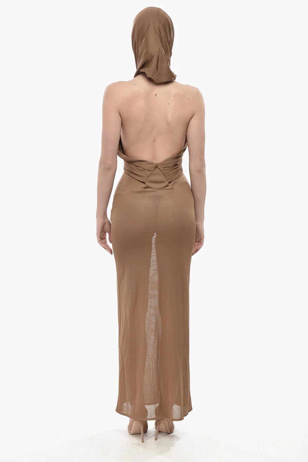 Saint Laurent Paris og1mm0326 Viscose Sleeveless Dress in Brown Size S / US 4 / IT 40 - 2 Thumbnail
