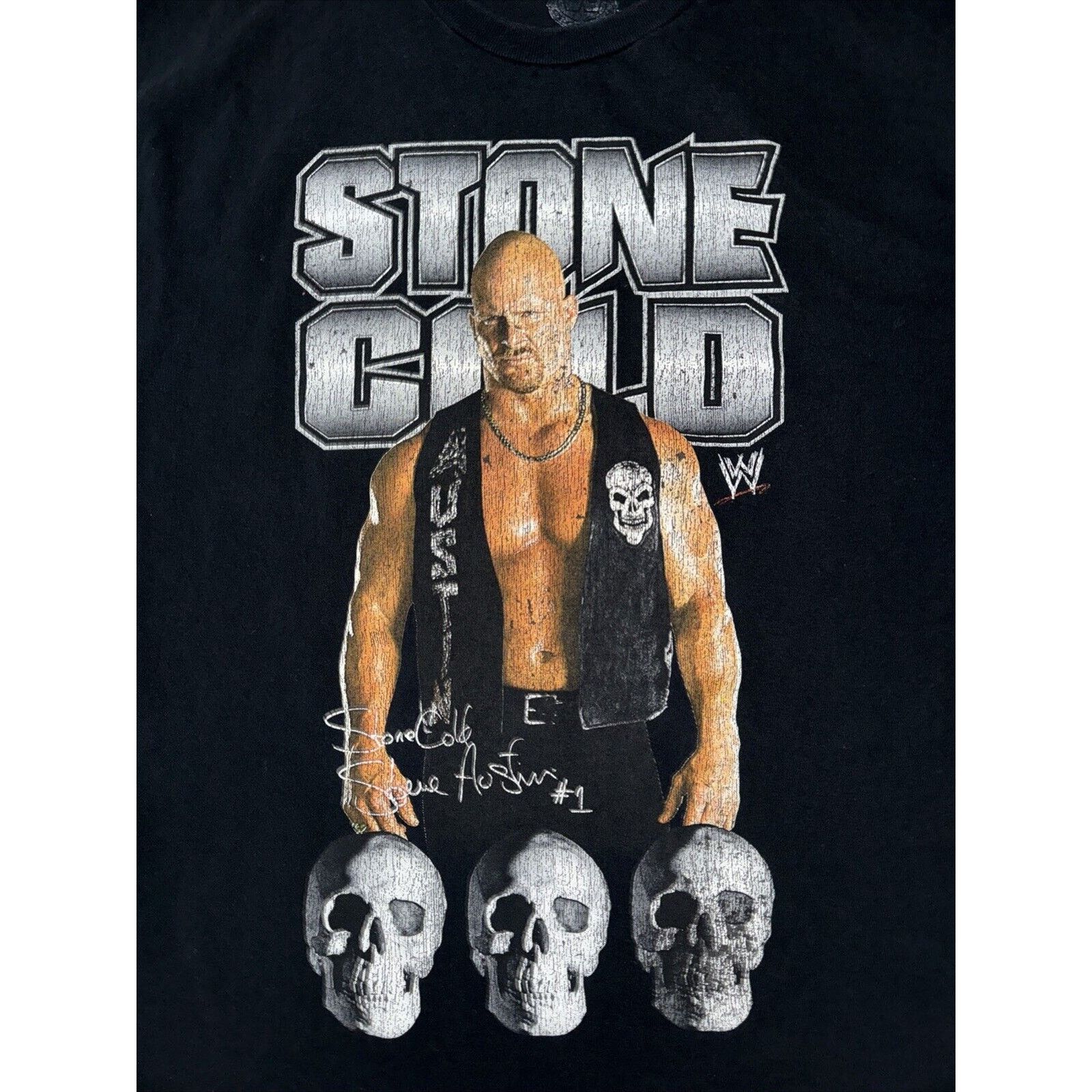 WWE Stone Cold Steve Austin Skull T-Shirt Black L 20x27 Black Size US L / EU 52-54 / 3 - 2 Thumbnail