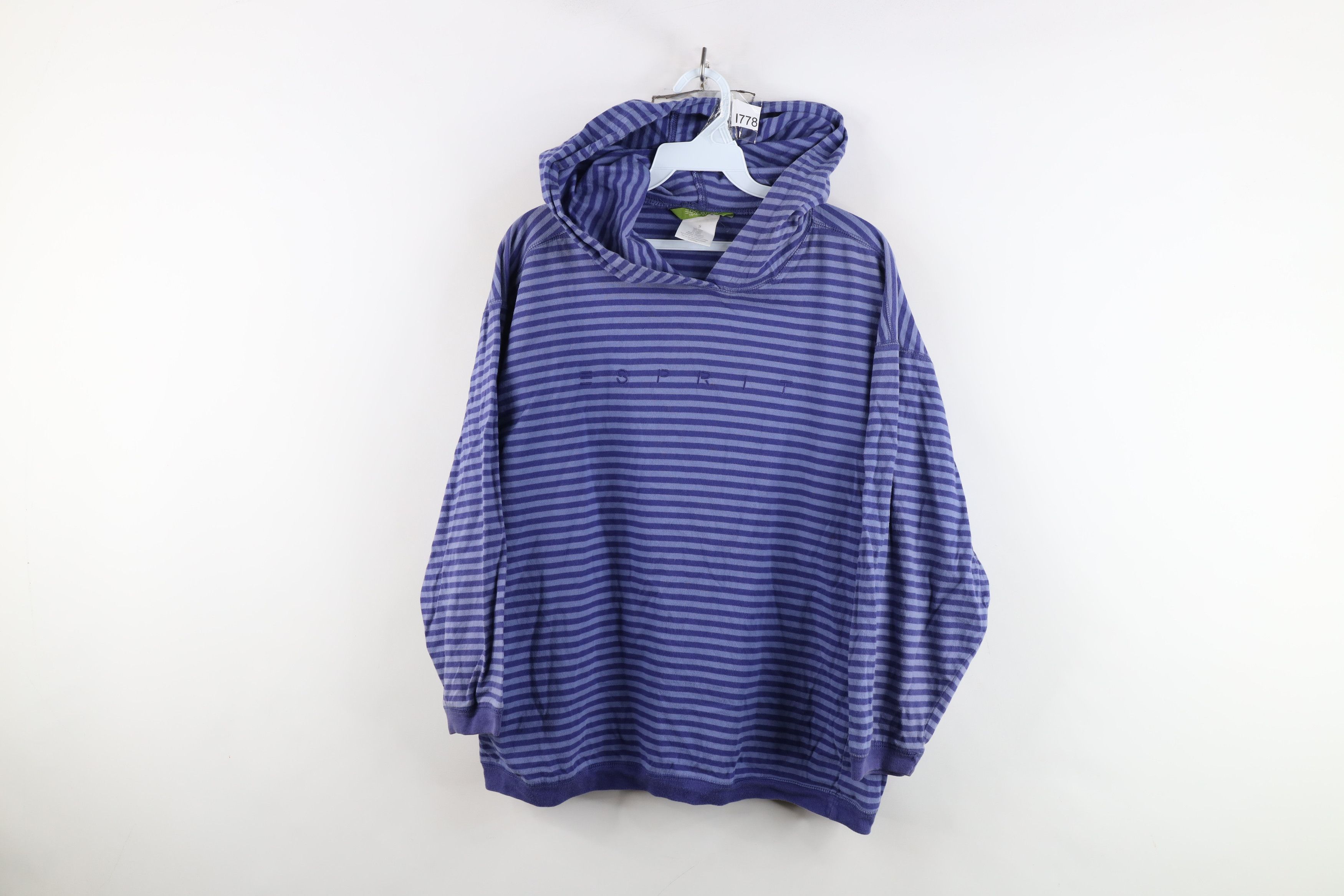 Esprit Vintage 90s Esprit Babydoll Striped Hoodie T-Shirt Purple Size S / US 4 / IT 40 - 1 Thumbnail