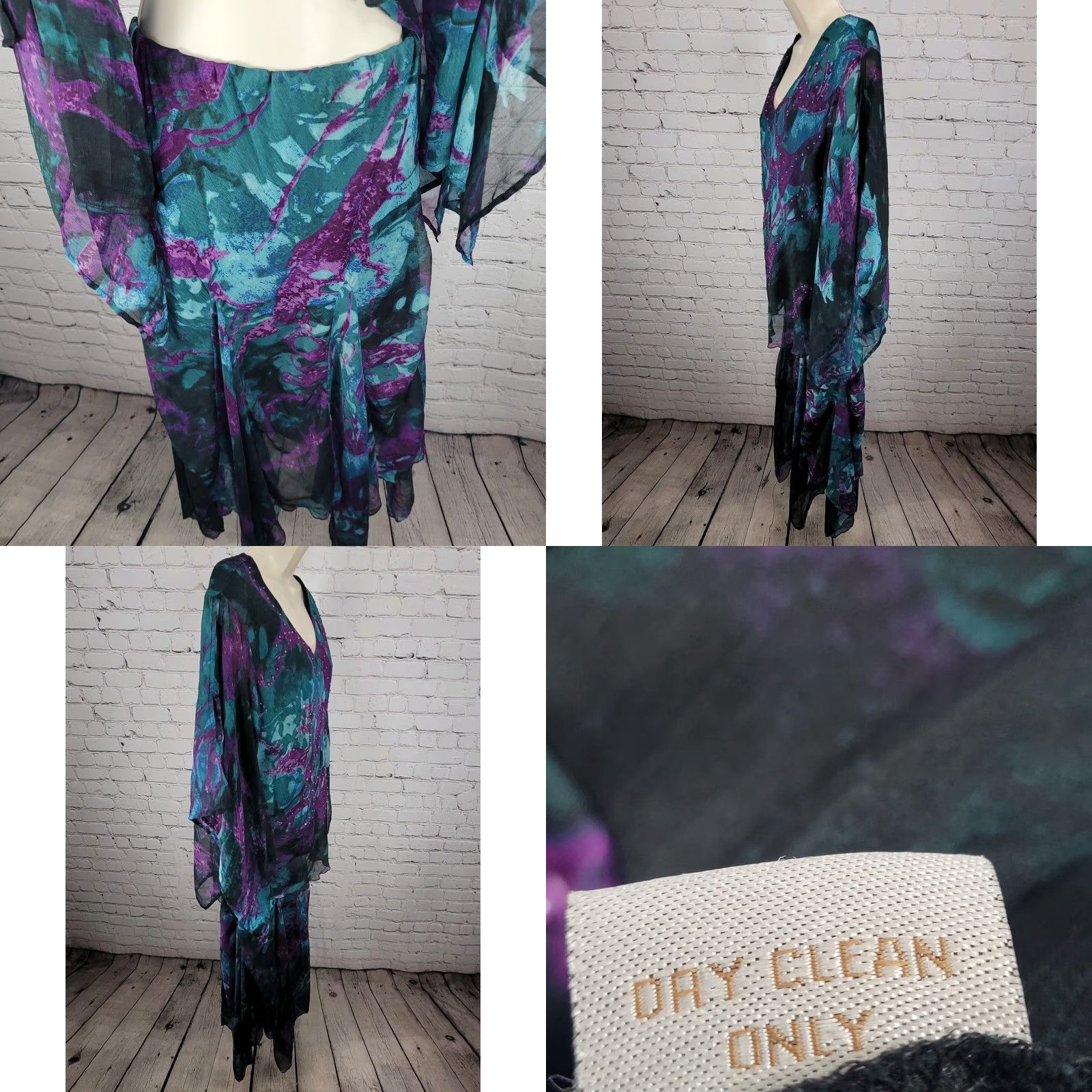 Vintage VTG Pegasus Purple Chiffon Sequin 2 Piece Outfit Skirt Set Blouse Women's Regular Size Size ONE SIZE - 10 Thumbnail