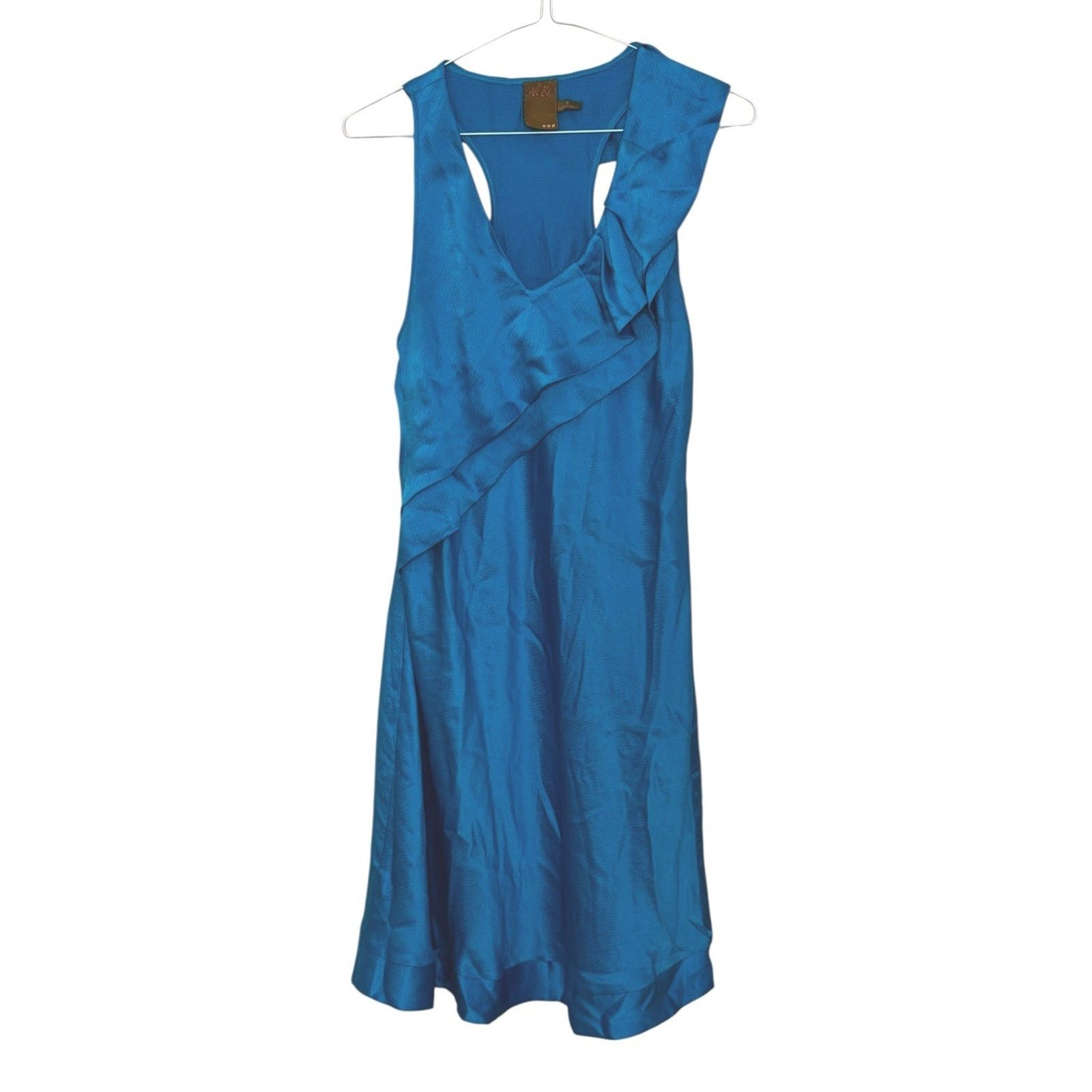 Anthropologie Anthropologie ALI RO Silk Turquoise Ruffle Mini Dress Halter Size M / US 6-8 / IT 42-44 - 2 Thumbnail