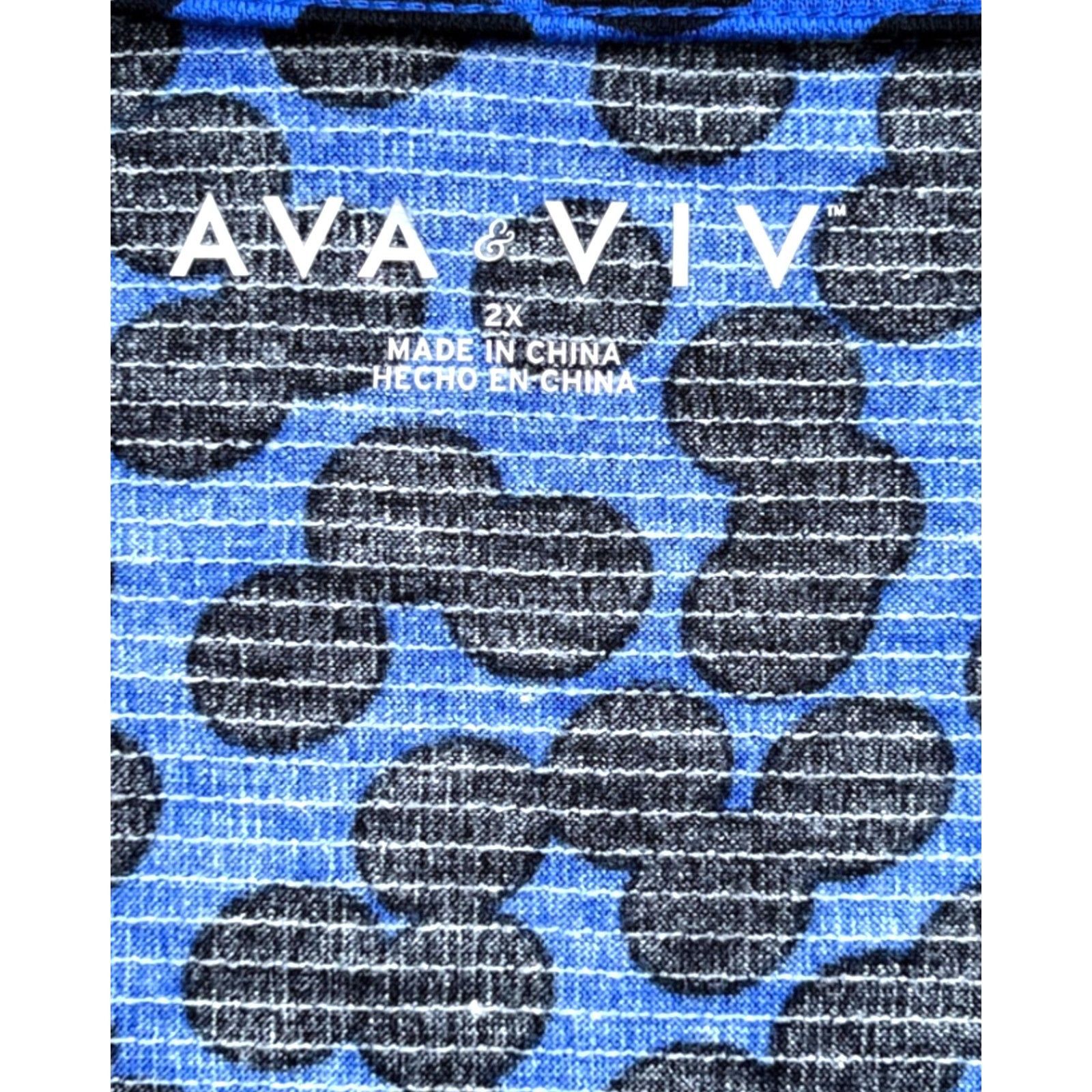 Other Ava & Viv - Women's Polka Dot Long Sleeve Blouse - Blue/Blac Size XXL / US 16-18 / IT 52-54 - 12 Thumbnail