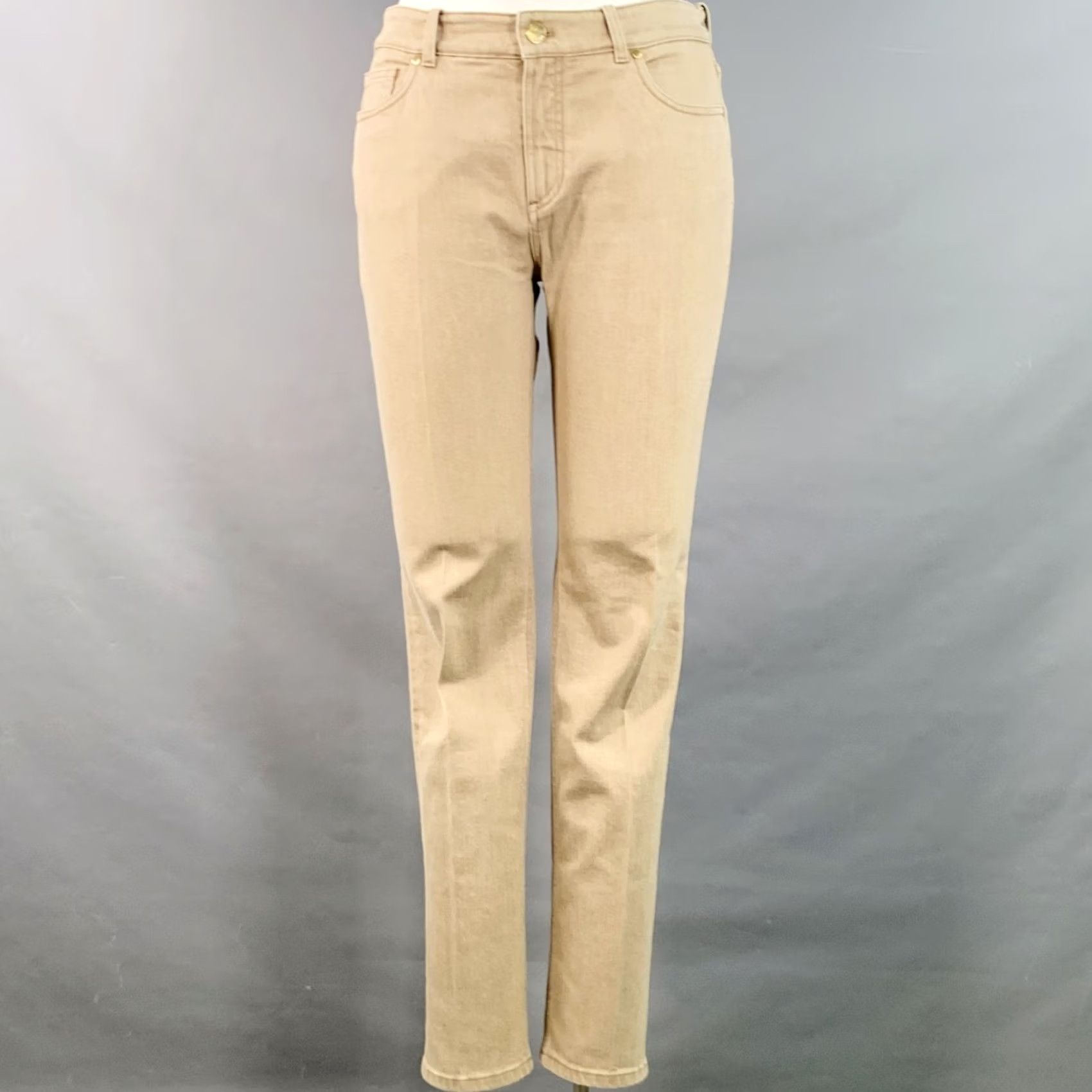 Loro Piana LORO PIANA Beige Cotton Blend Twill Tapered Casual Pants Sizes 12 Womens Size 34" / US 12 / IT 48 - 2 Thumbnail