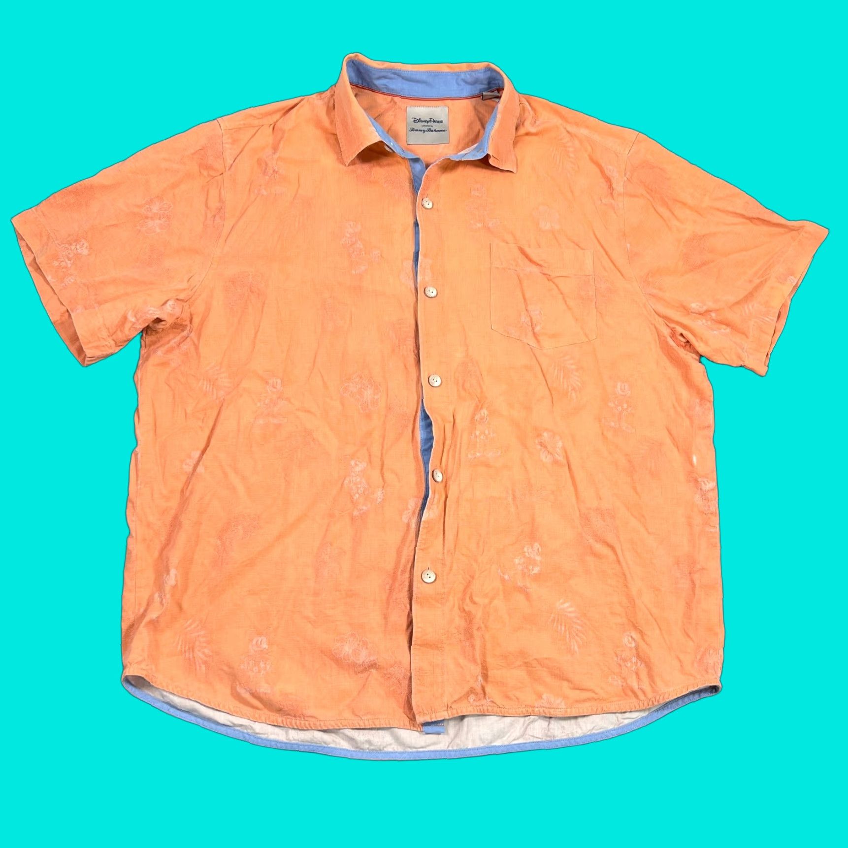 VINTAGE Tommy Bahama Disney Men's Shirt Short Sleeve XL Orange