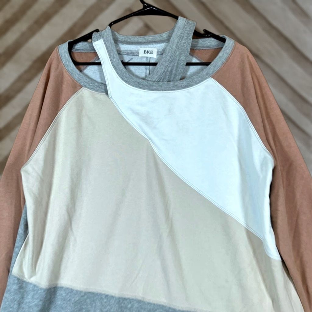 BKE BKE Womens Sweater Gray MultiColor Block Side Slits M/L Pullover Knit Slit Sleeve Womens Size L / US 10 / IT 46 - 1 Thumbnail
