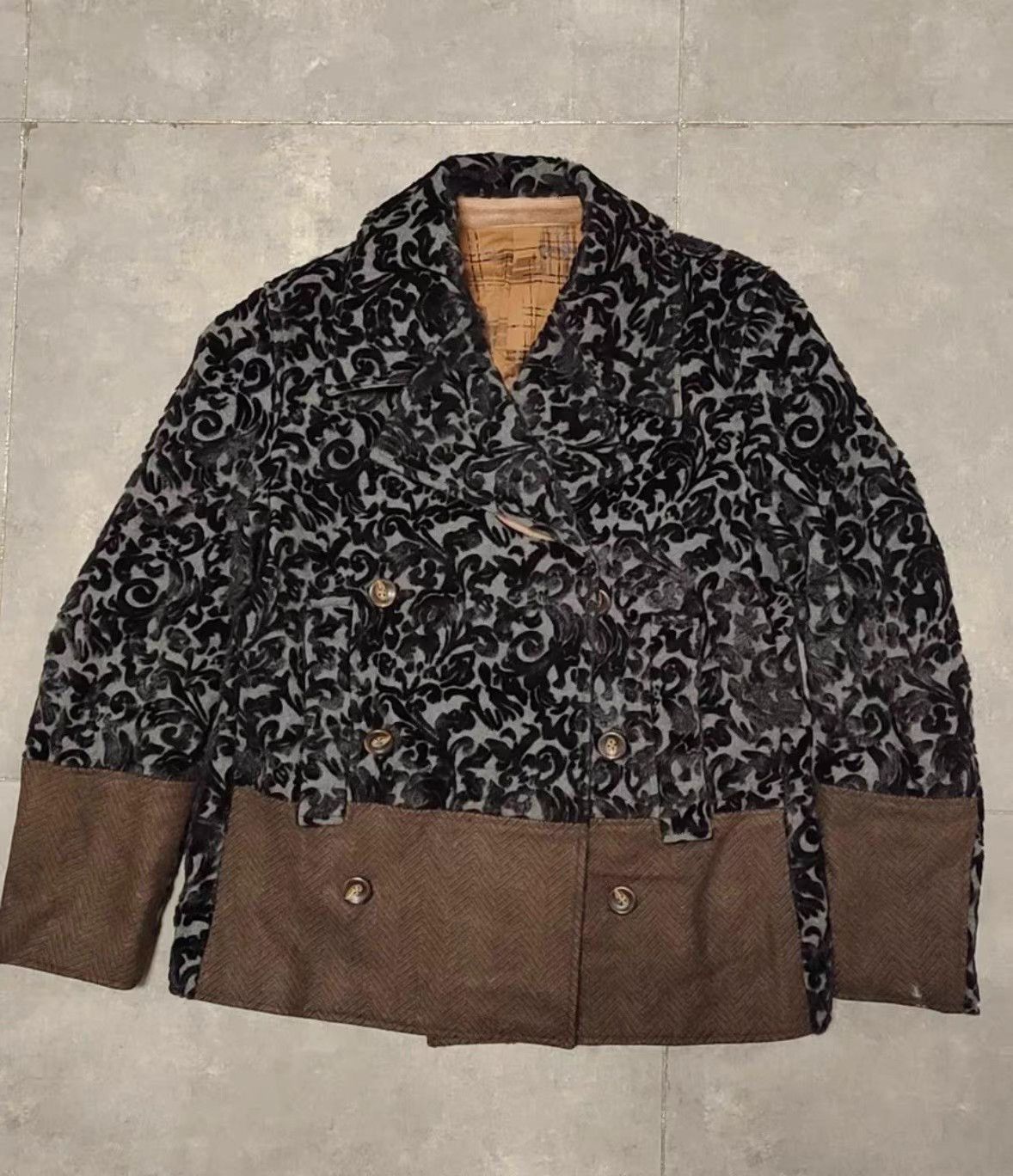 Armani Armani Burnout Velvet Wool & Cashmere Navy Coat K18 Size US M / EU 48-50 / 2 - 1 Thumbnail