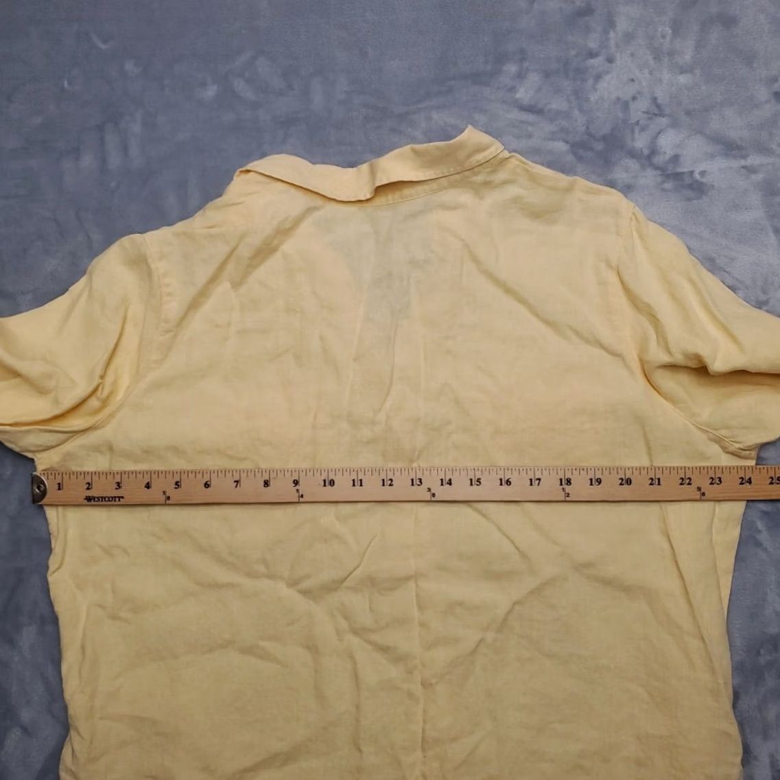 Vintage Studio Works Shirt Womens 1X Pastel Yellow 100% Linen Minimalist Coastal Boho Shirt Ladies 1X Yellow Linen Casual Classic Mens Womens Girls Size XL / US 12-14 / IT 48-50 - 5 Thumbnail