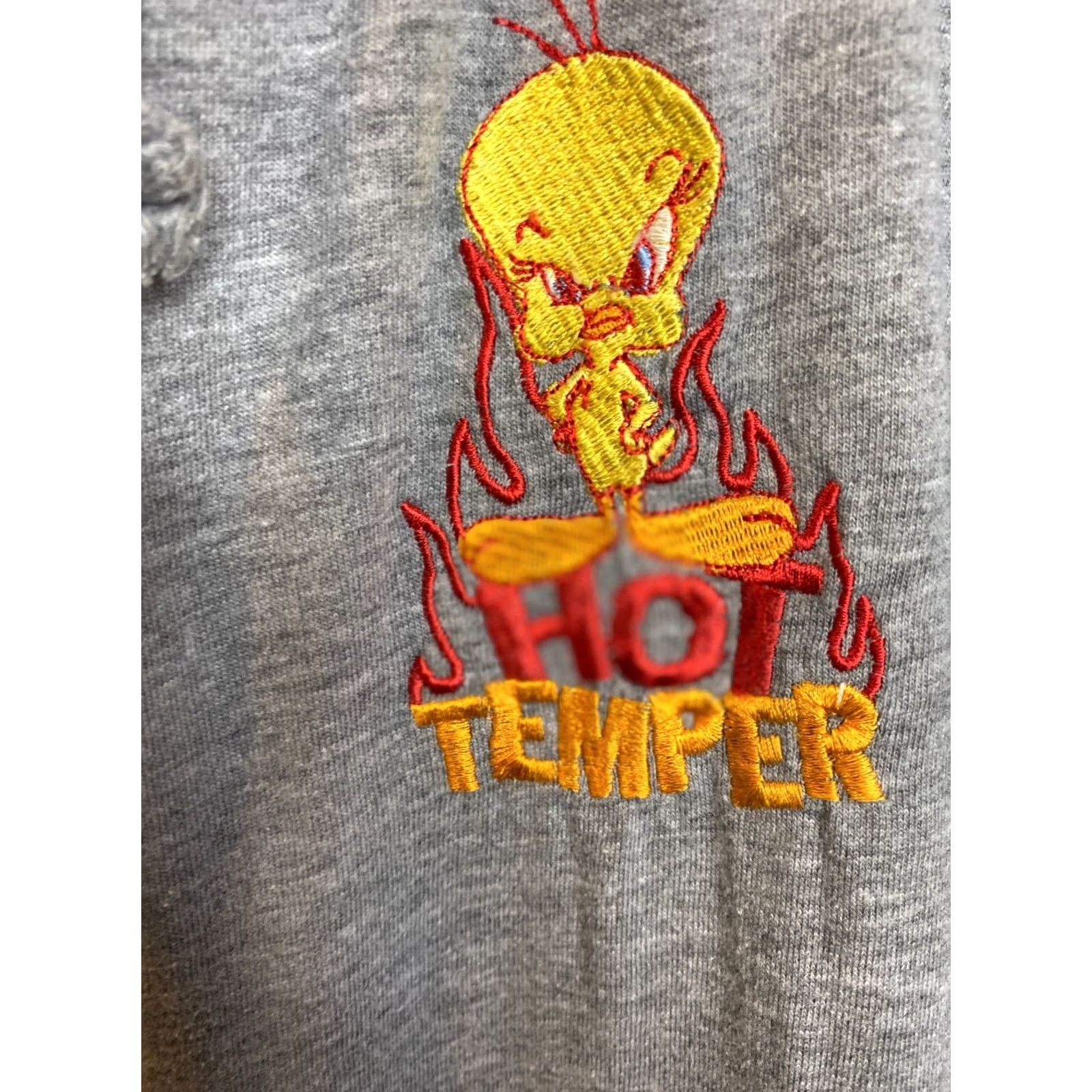 Vintage VINTAGE Looney Toons Sweater Women's Size M Gray Hot Temper Tweety Full Zip Size M / US 6-8 / IT 42-44 - 2 Thumbnail