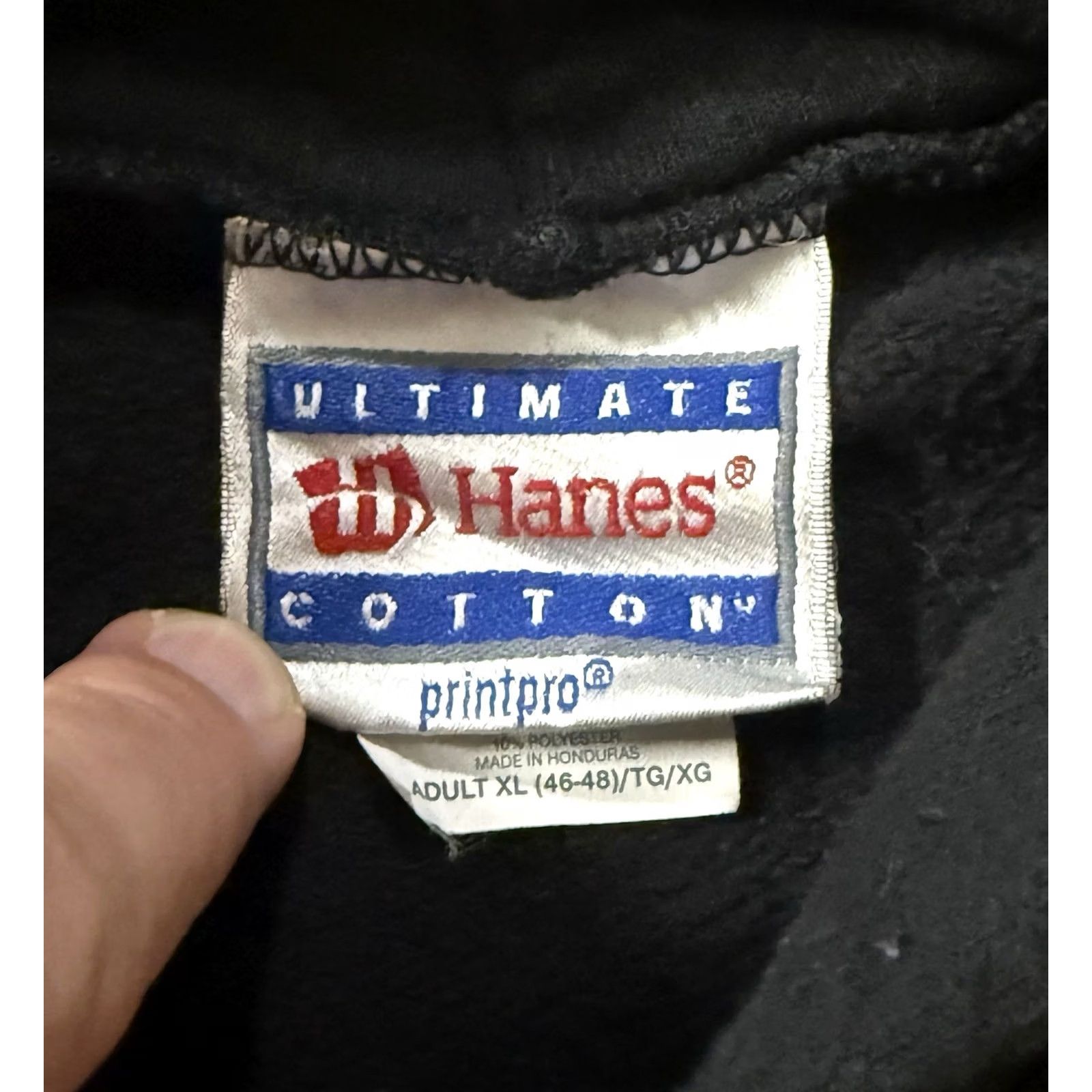 Hanes VINTAGE Elm Street Tattoo Hooded Sweatshirt XL Black Hanes Crew Neck Pockets Graphic Print 90s USA Dallas Texas Oliver Peck Mens Sweatshirt Size US XL / EU 56 / 4 - 5 Thumbnail