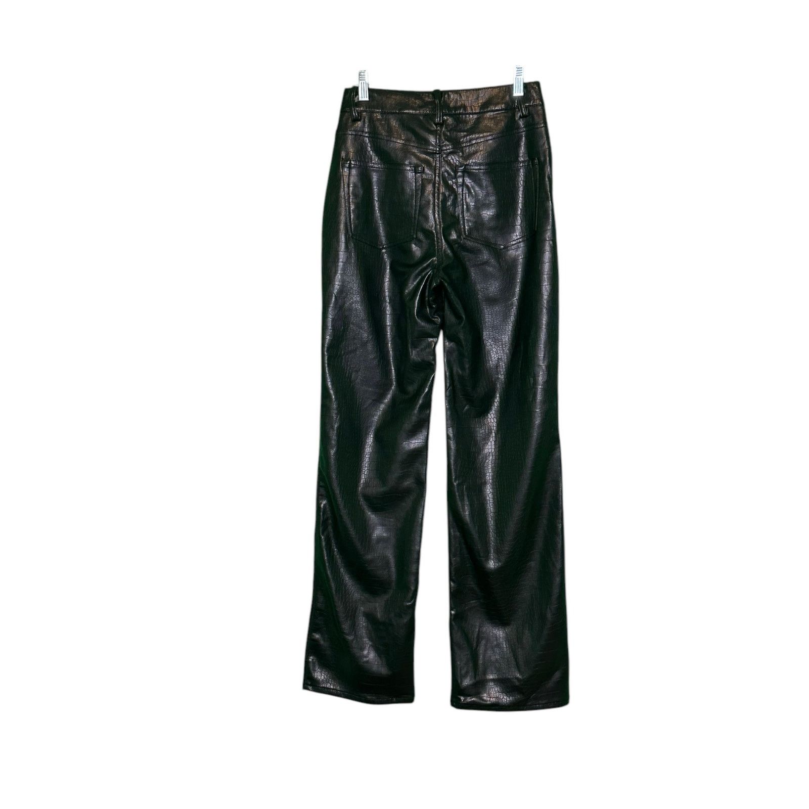 H&M H&M black faux crocodile leather straight leg pants size 4 Size 27" / US 4 / IT 40 - 21 Thumbnail