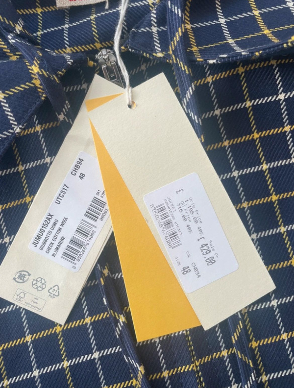 Marni Marni Wool Cotton Checked Navy Blue Hooded Zip Up Jacket Size US M / EU 48-50 / 2 - 5 Thumbnail