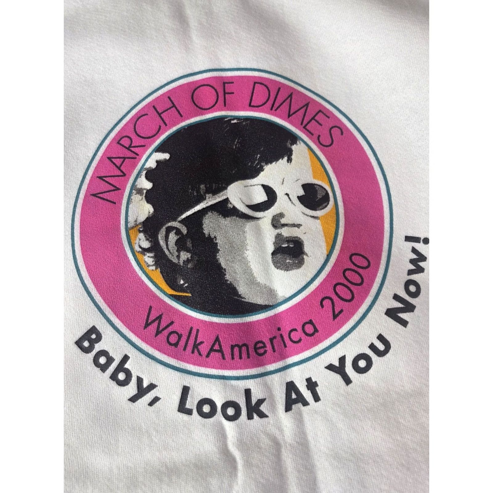 Jerzees VINTAGE Jerzees Sweatshirt Unisex Adults Long Sleeve Crew Neck White 2000 Double Sided USA Walking Size L Size US L / EU 52-54 / 3 - 6 Thumbnail