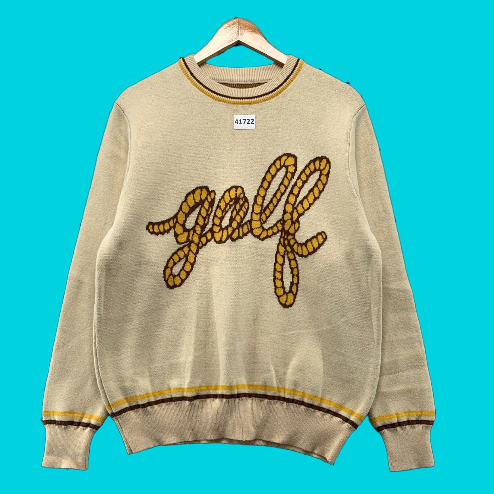 VINTAGE Golf Wang Tyler Creator Knit Sweater Mens Small Beige Crew