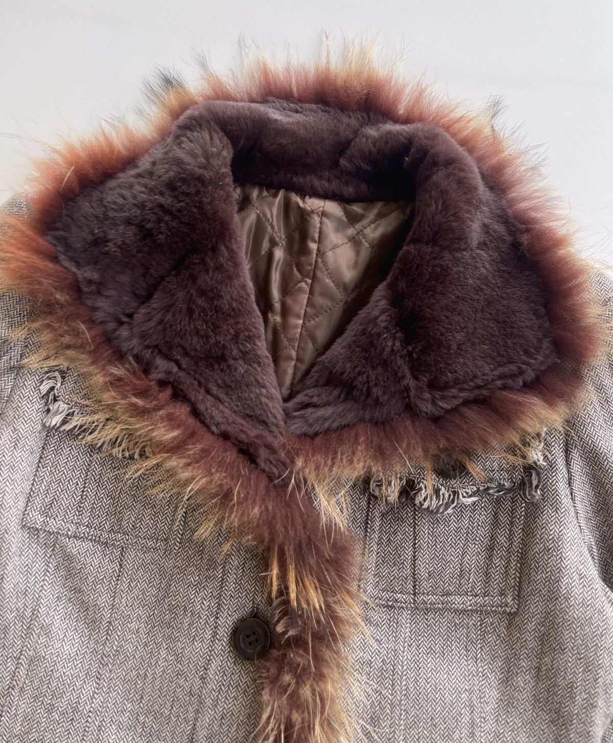 Japanese Brand Vintage St.Almeida Real Rabbit Fur Raccoon Luxury Coat Size M / US 6-8 / IT 42-44 - 2 Thumbnail