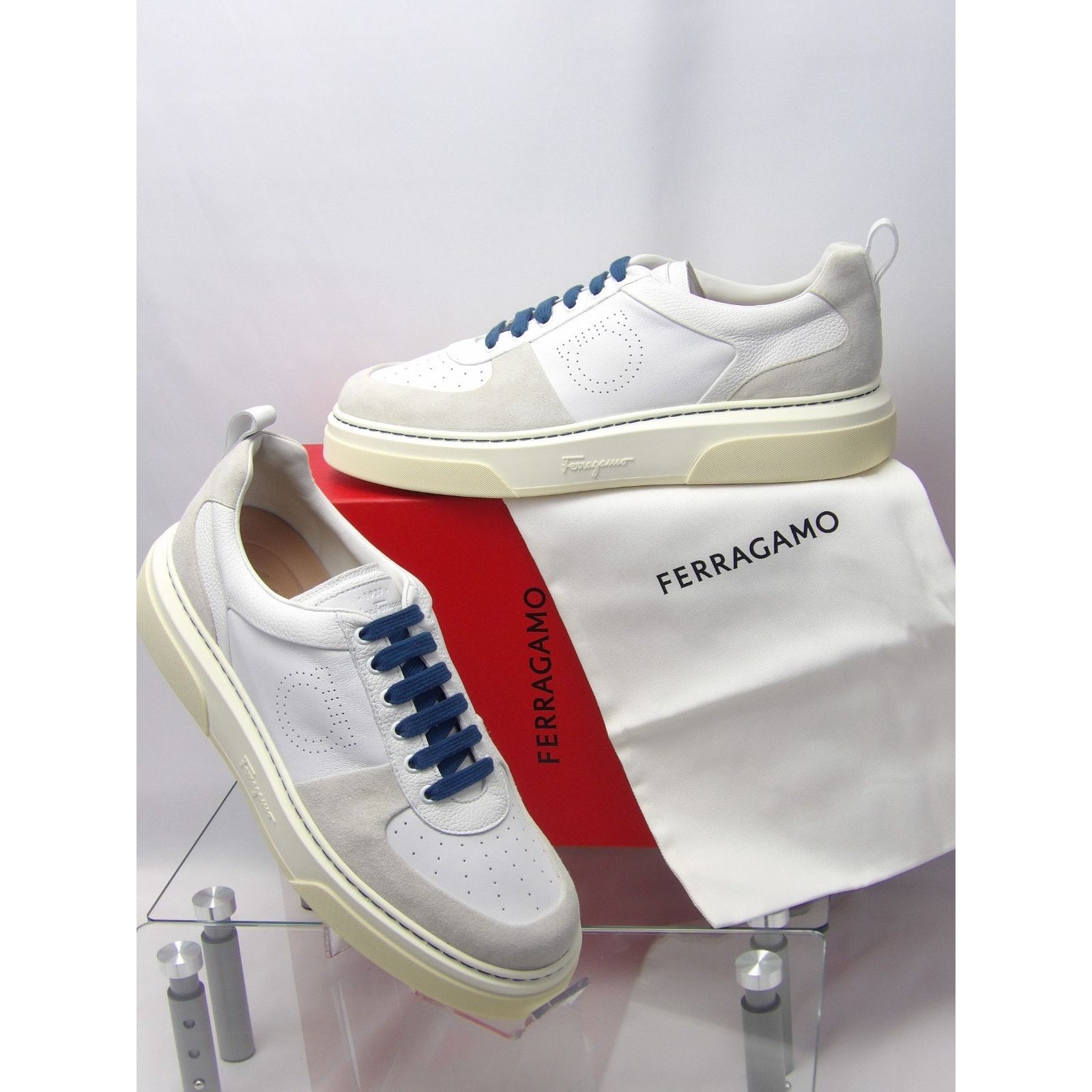 Salvatore Ferragamo FERRAGAMO CASSINA WHITE LEATHER GANCINI LOGO SNEAKERS 12 IT Size US 13 / EU 46 - 1 Thumbnail