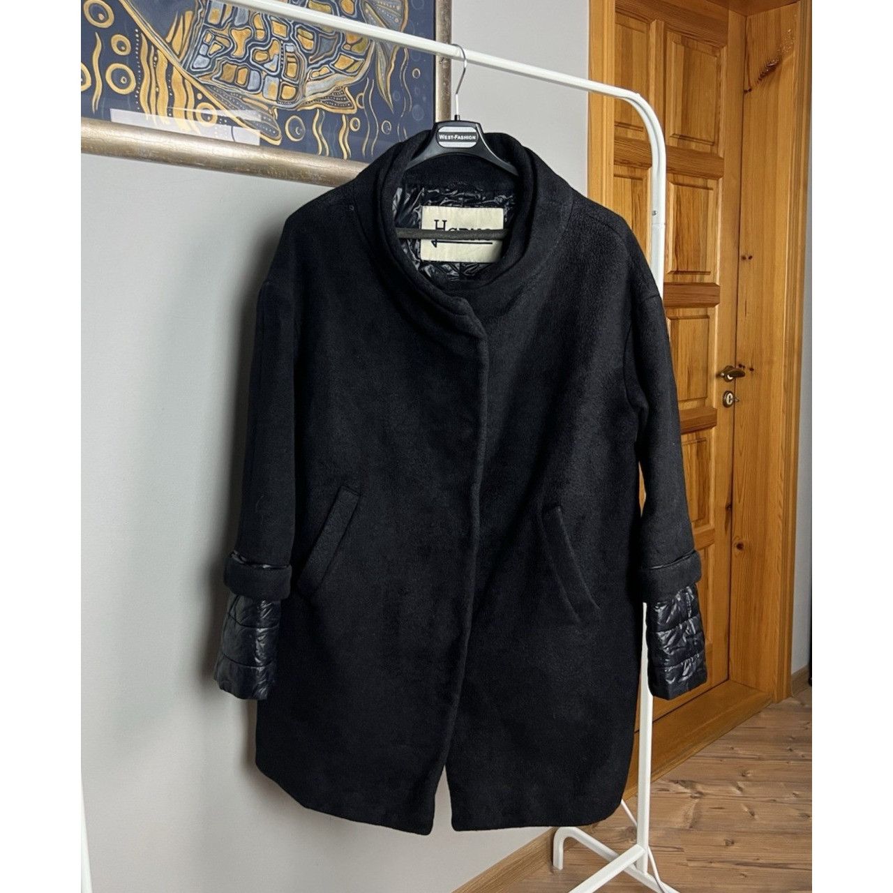 Herno Herno Women's Blue Wool Nylon Down Insulated Cape Coat Size Size L / US 10 / IT 46 - 1 Thumbnail