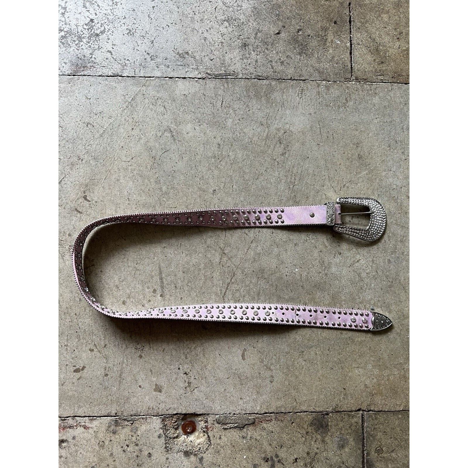 Nocona Y2K Nocona Pink Leather Rhinestone Bling Embleshied Belt Size ONE SIZE - 4 Thumbnail