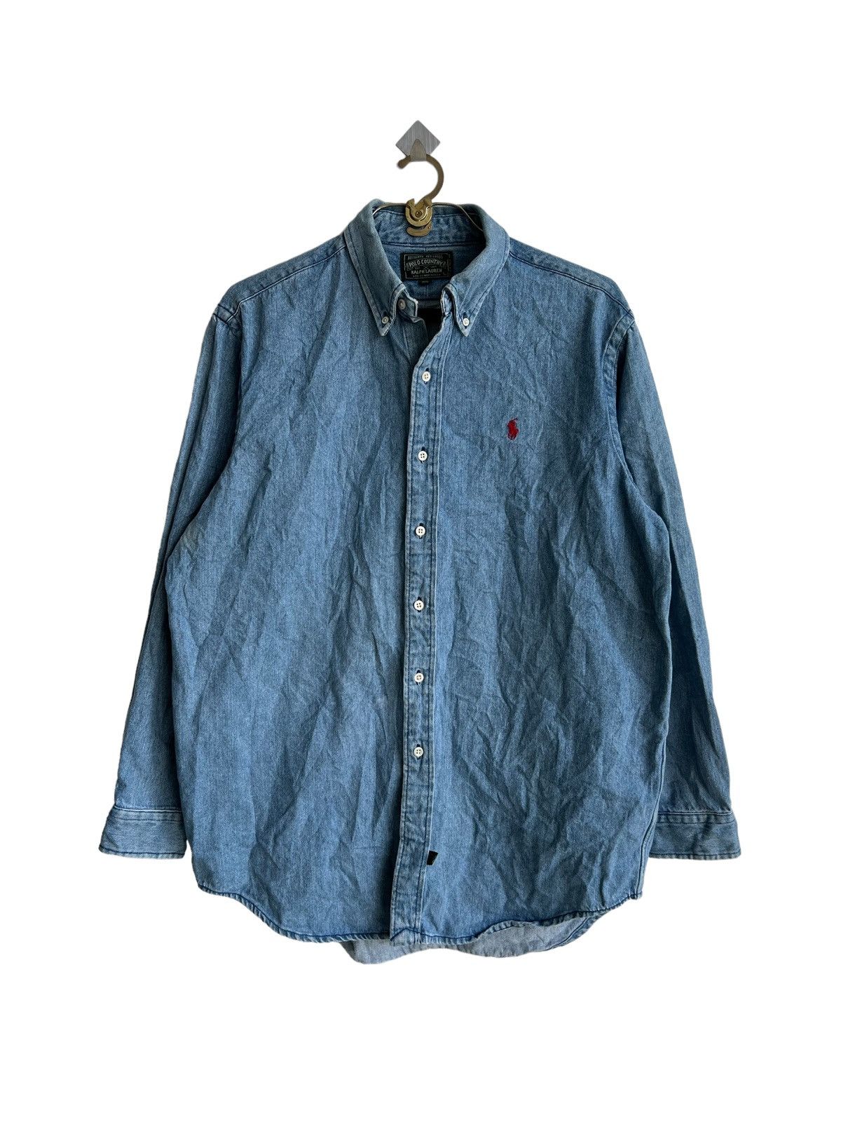 Polo Ralph Lauren Vintage 90s Polo Country Ralph Lauren Denim Work Shirt Jkt Size US M / EU 48-50 / 2 - 2 Thumbnail