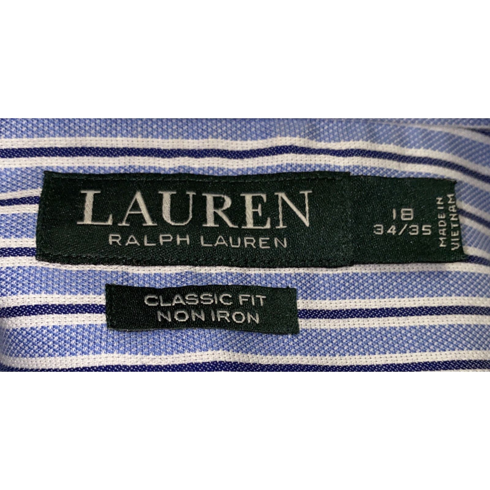 Ralph Lauren Lauren Ralph Lauren Mens Blue Striped Long Sleeve Dress Shirt Size 18 Size 48R - 6 Thumbnail