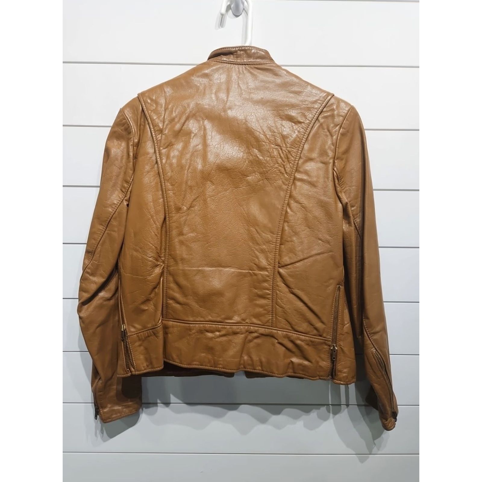 Brooks Vtg Brooks Leather Motorcycle Coat Mens 38 Brown Leather Jacket Full Zip Vintage Style Cafe Racer Body: Mens Size 38 Brown Leather Motorcycle Jacket Size US XXS / EU 40 - 2 Thumbnail