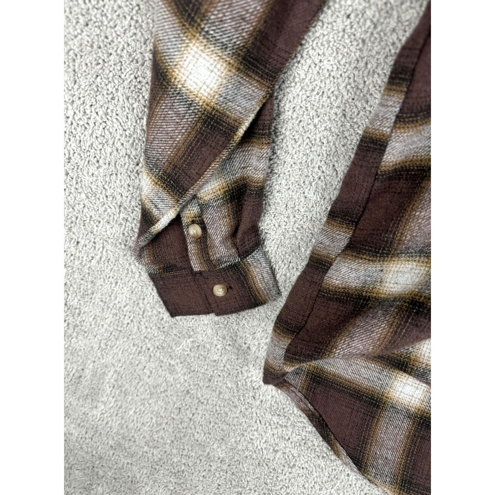 Vintage Just Polly Shirt Womens Small Brown White Plaid Patchwork Button Front Flannel Size S / US 4 / IT 40 - 2 Thumbnail