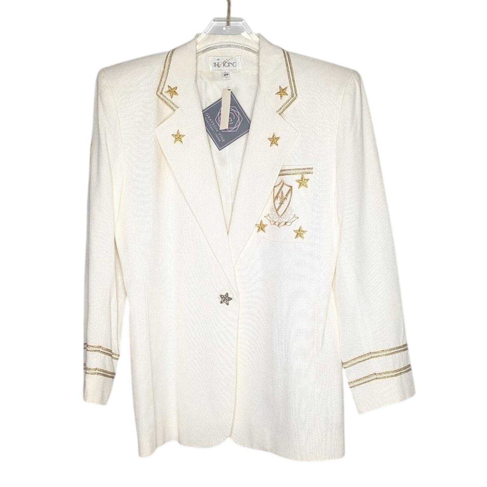 Vintage Vintage Icing Gold Star Embroidered Crest Long Sleeve Blazer Size XS / US 0-2 / IT 36-38 - 1 Thumbnail