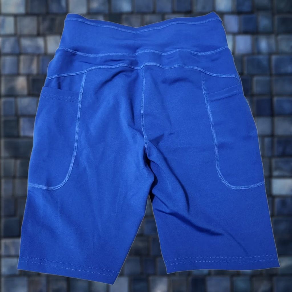 Vintage POP Fit Shorts Womens M High-Waisted Biker Style Pockets Blue POP1012-7 Size 32" / US 10 / IT 46 - 1 Thumbnail