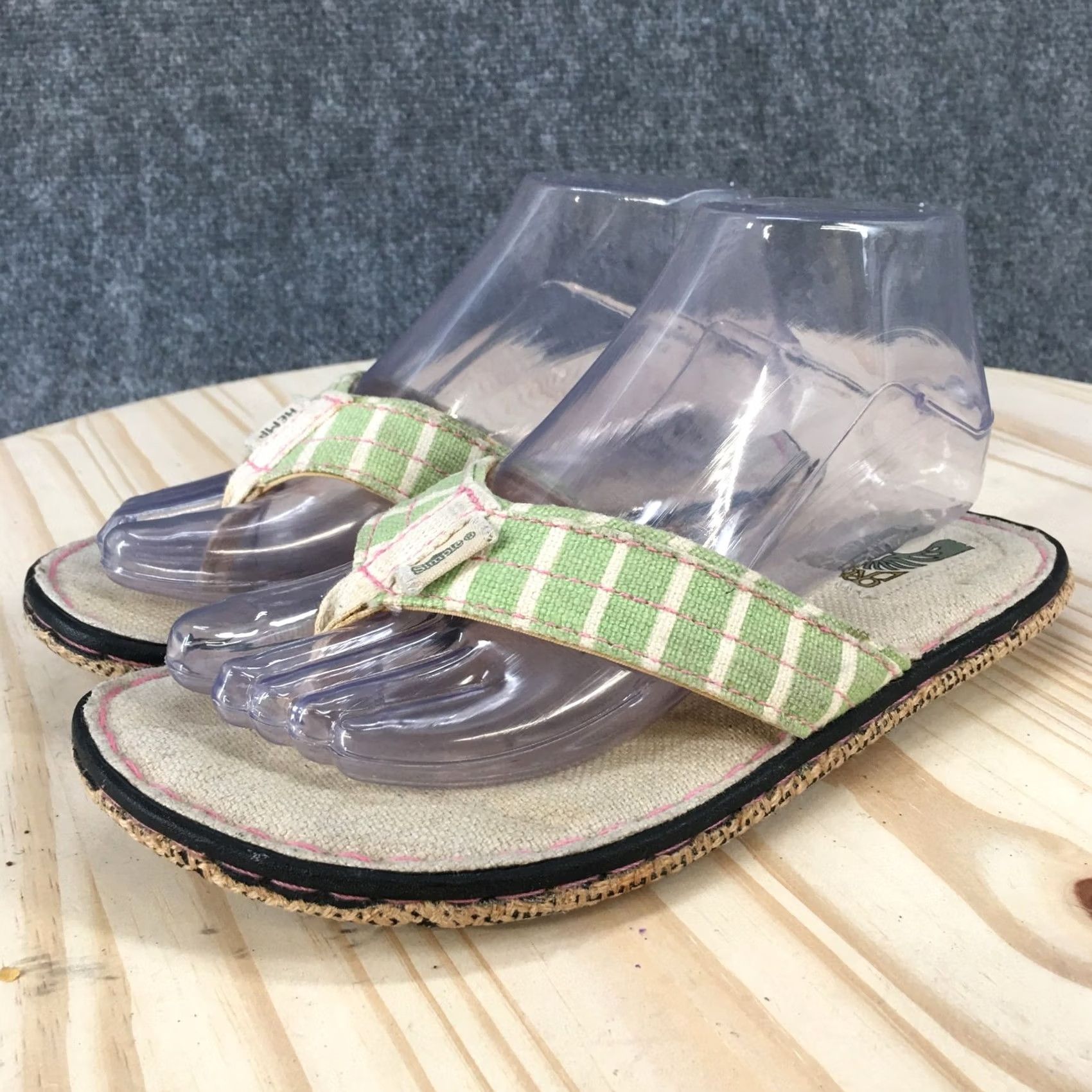 Vintage Simple Sandals Green Toe Womens 37 Casual Slip On Hemp Flip Flops Brown Sandal Women 37 Green Toe Slip On Hemp Thong Flip Flops Brown Size US 7 / IT 37 - 3 Thumbnail