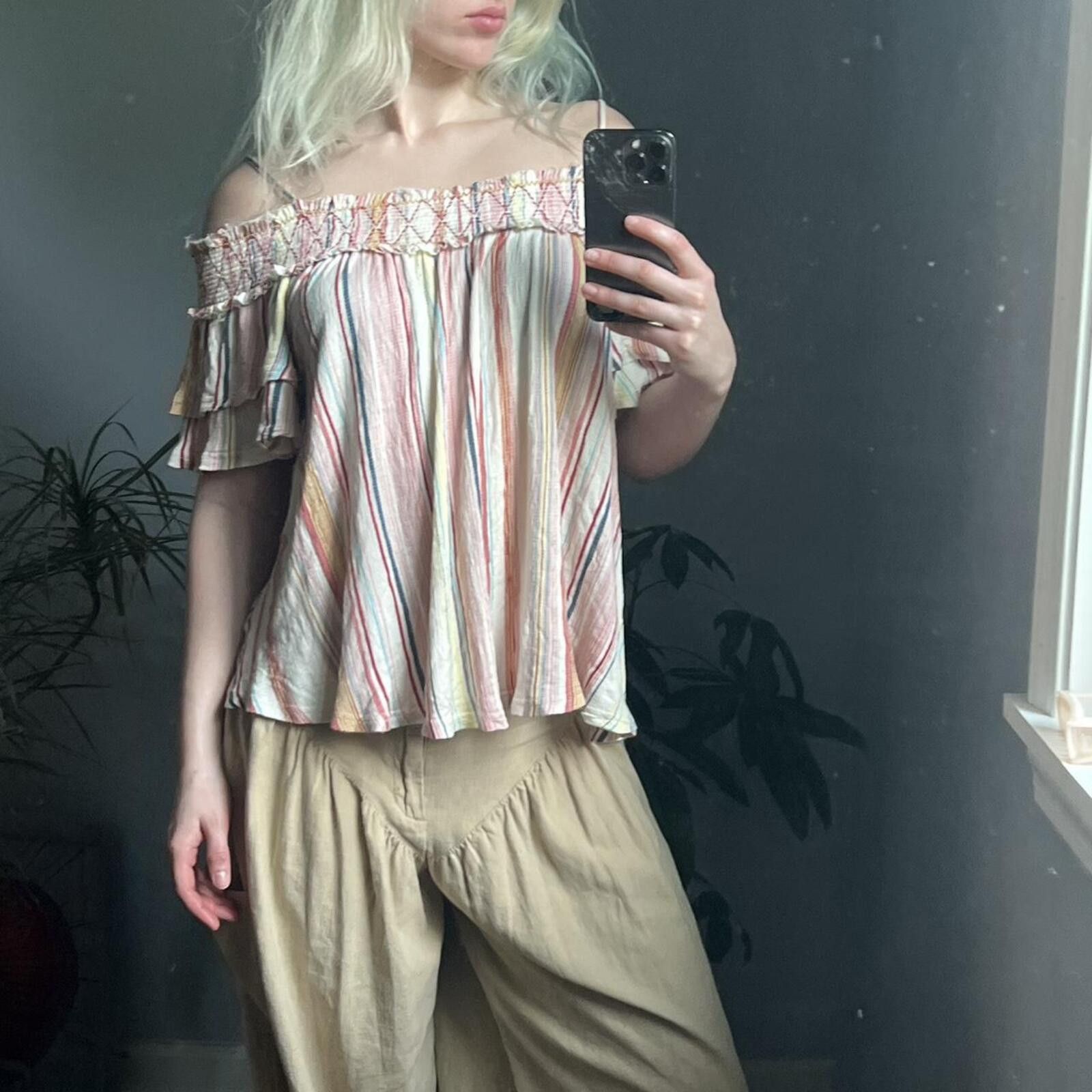 Other Living Doll Women's Rainbow Striped Blouse Size S / US 4 / IT 40 - 2 Thumbnail