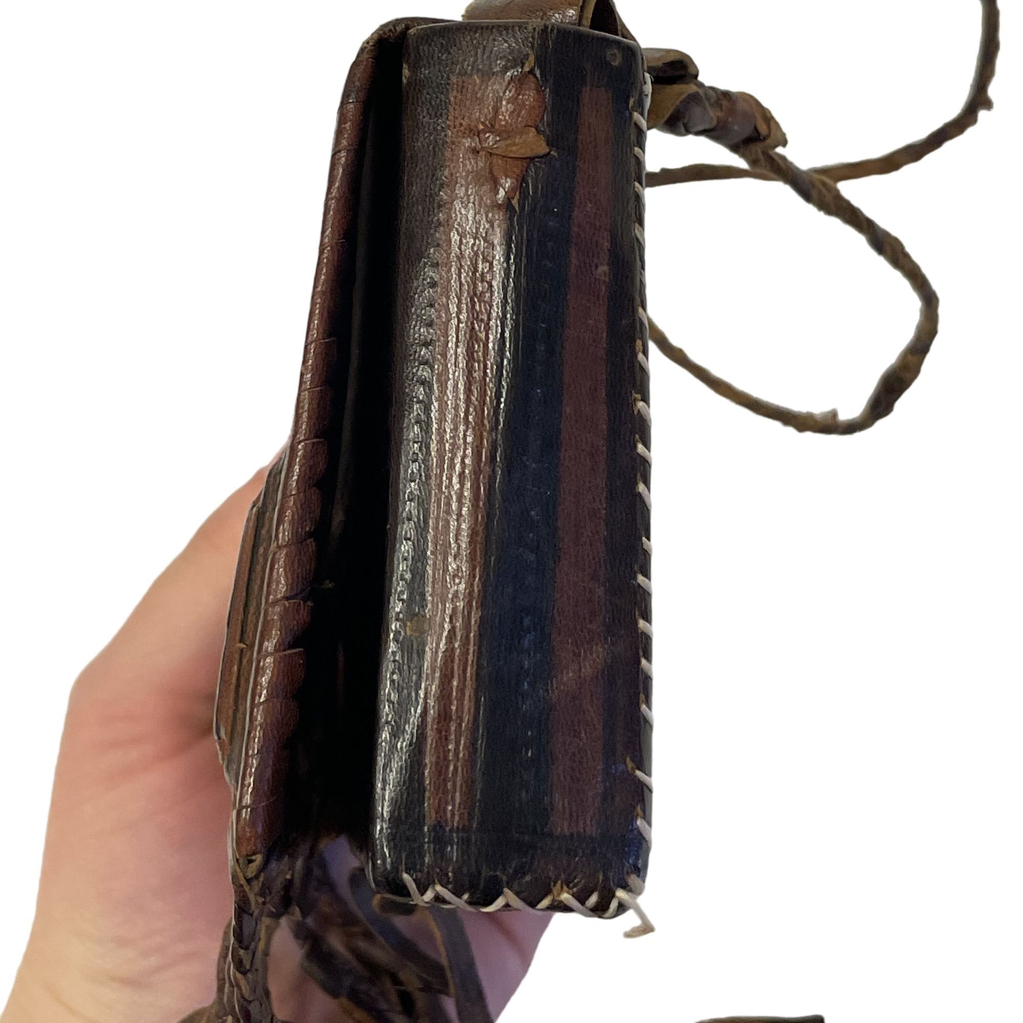 Other Vtg Custom Handmade GYPSY Leather TASSEL LACED Purse Size ONE SIZE - 4 Thumbnail
