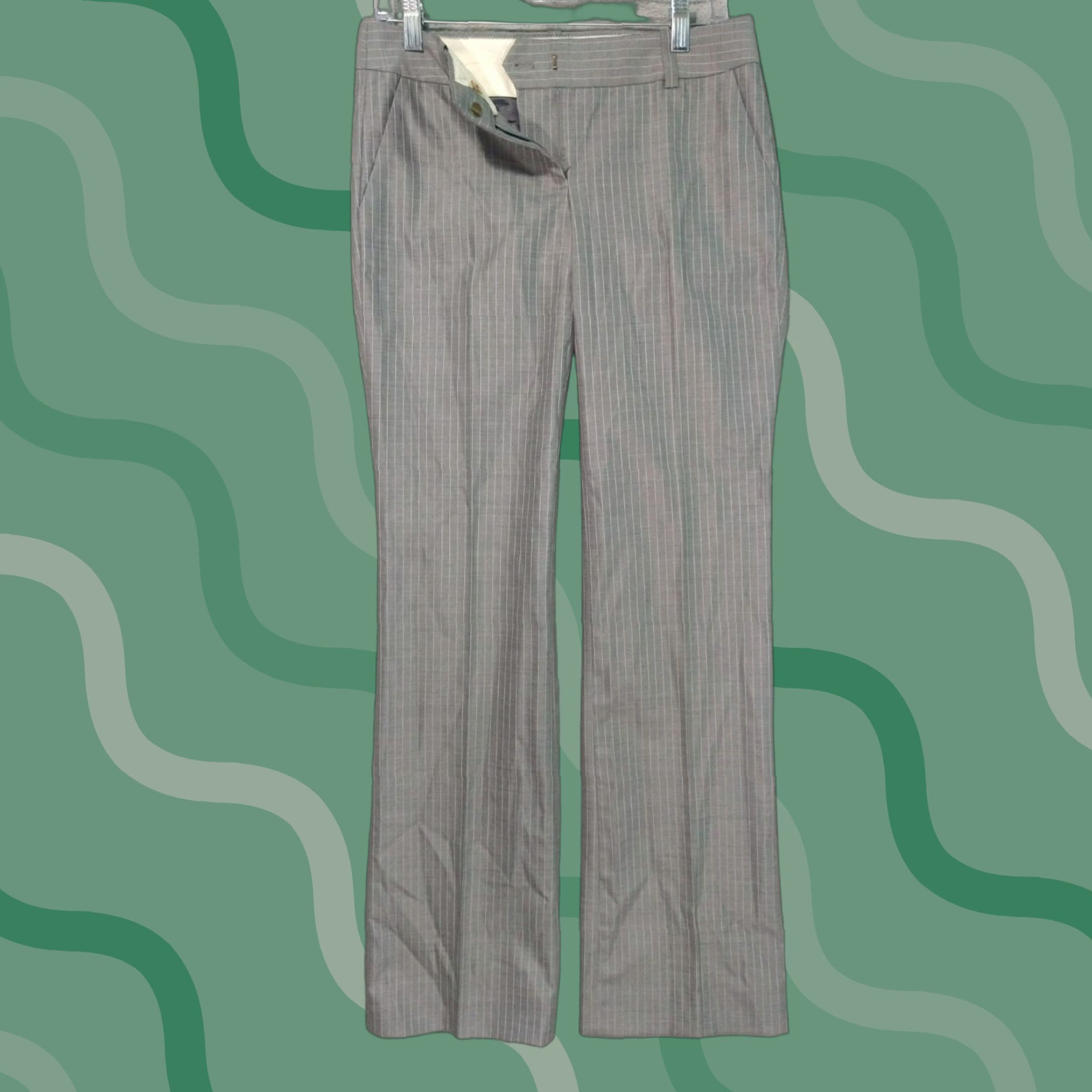 J.Crew J.CREW Dress Pants Womens 2 Gray Striped Wool Trouser Low Rise Straight Pockets City Preppy 90s? Size 26" / US 2 / IT 38 - 1 Thumbnail