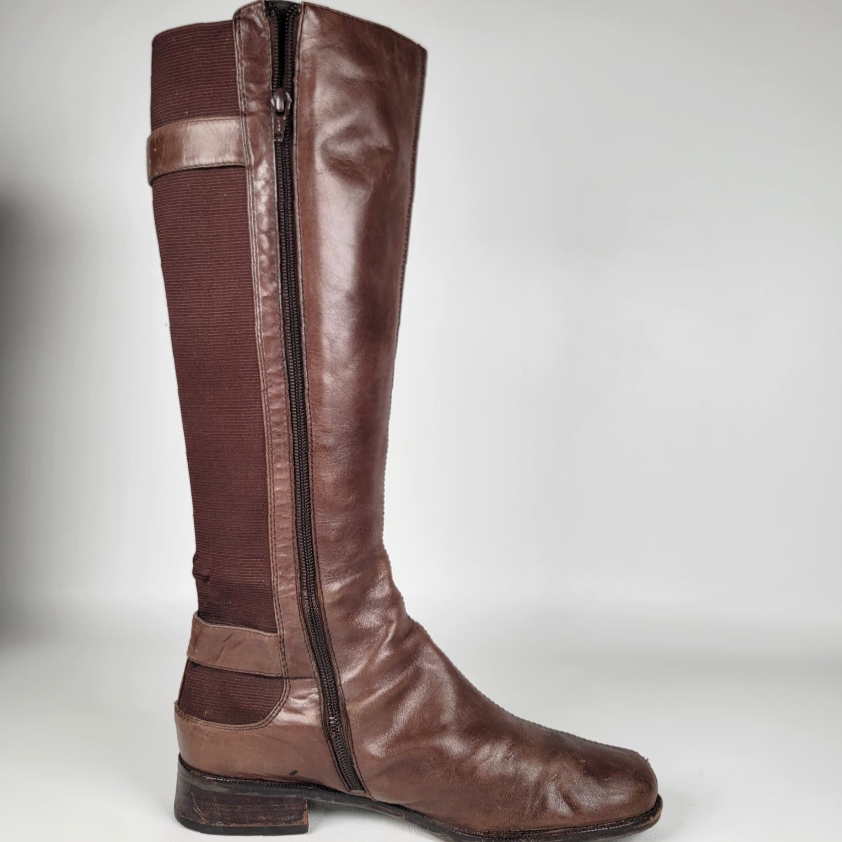Vintage Aerosoles Boots Knee-High With Pride Faux Leather Brown 9.5 M Women Casual Zip Round Toe Shoes Size US 10 / IT 40 - 5 Thumbnail