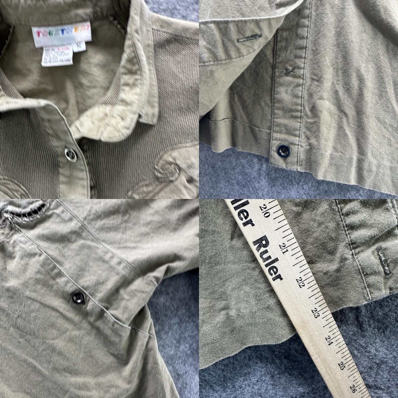 Vintage Vintage Together Shirt Womens Medium Green Embroidered Cutout Button Front 90s Size M / US 6-8 / IT 42-44 - 8 Thumbnail