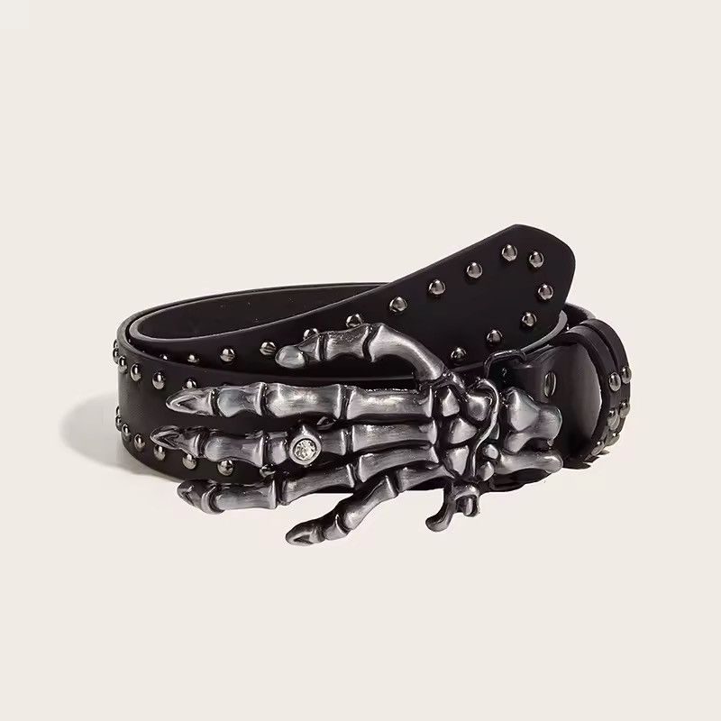 Cowboy Equipment 105 Cm Skaleton Hand PU Leather Belt Size ONE SIZE - 2 Thumbnail