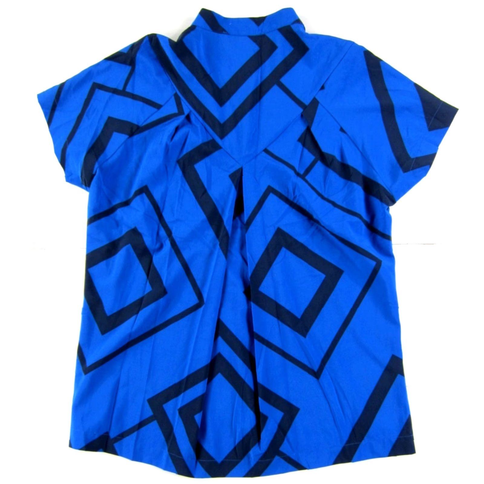 Vintage Loyal Hana Button-Up Nursing Maternity Blouse Geometric Blue Black Short Sleeve V-Neck Zip Bust Small Womens Size S / US 4 / IT 40 - 2 Thumbnail
