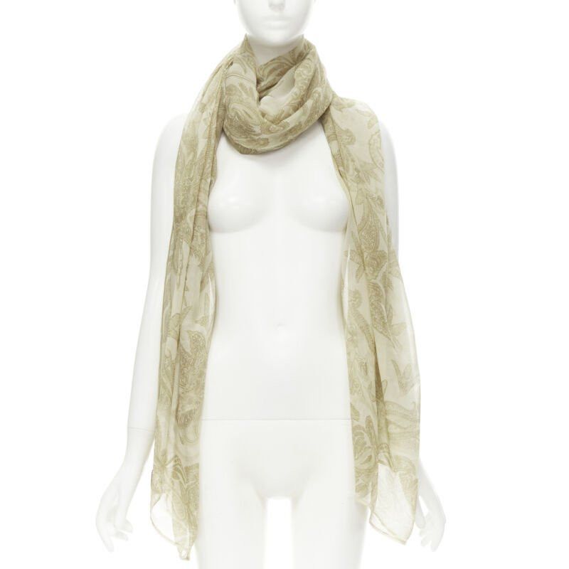 Giorgio Armani GIORGIO ARMANI 100% silk beige floral print sheer scarf Size ONE SIZE - 1 Thumbnail