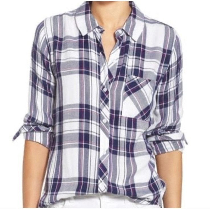 Rails Revolve Rails Hunter Plaid Button Down Shirt White Navy & Or Size S / US 4 / IT 40 - 5 Thumbnail