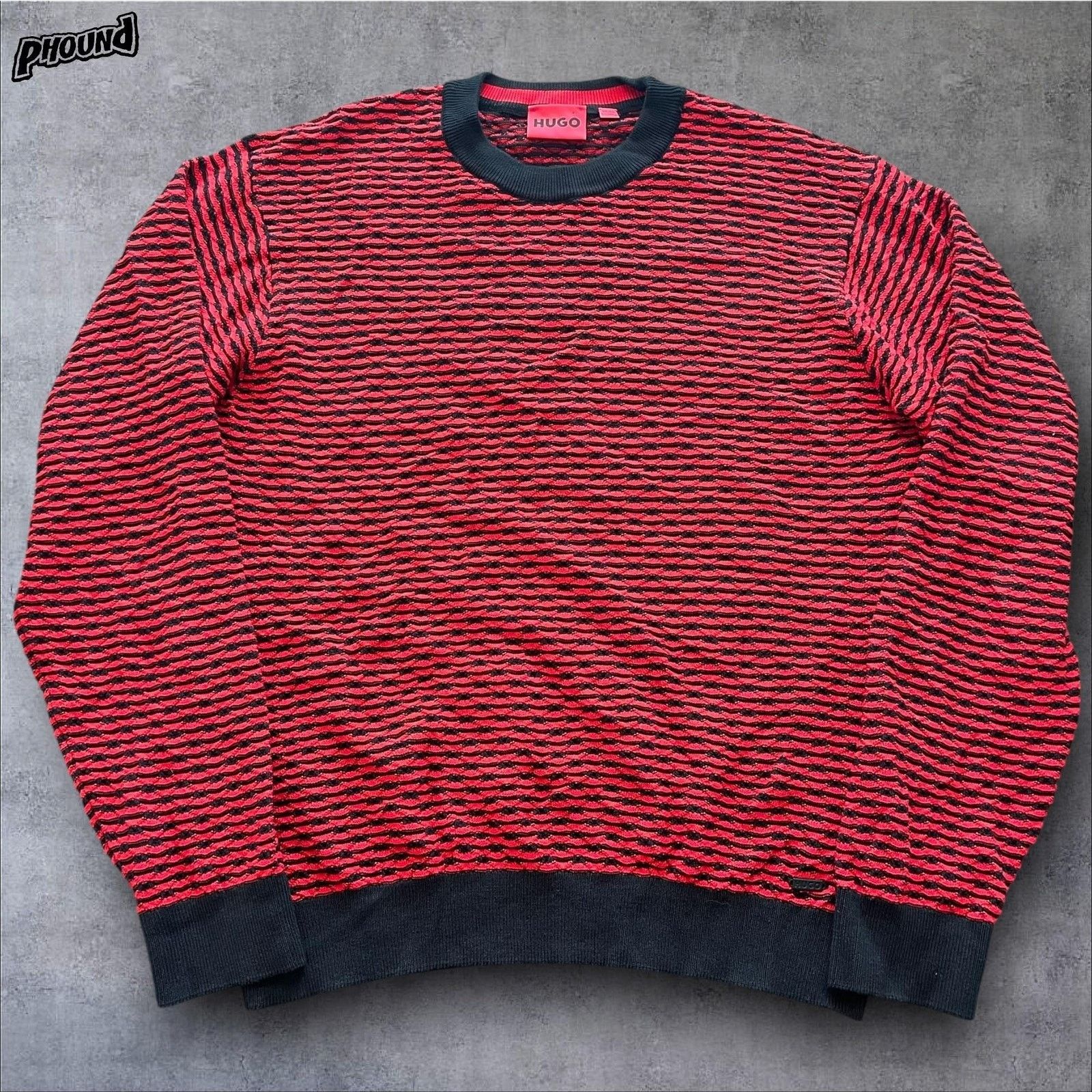 Hugo Boss HUGO Sweater M Textured Stripe Crewneck Knit Pullover Wave Size US M / EU 48-50 / 2 - 1 Thumbnail