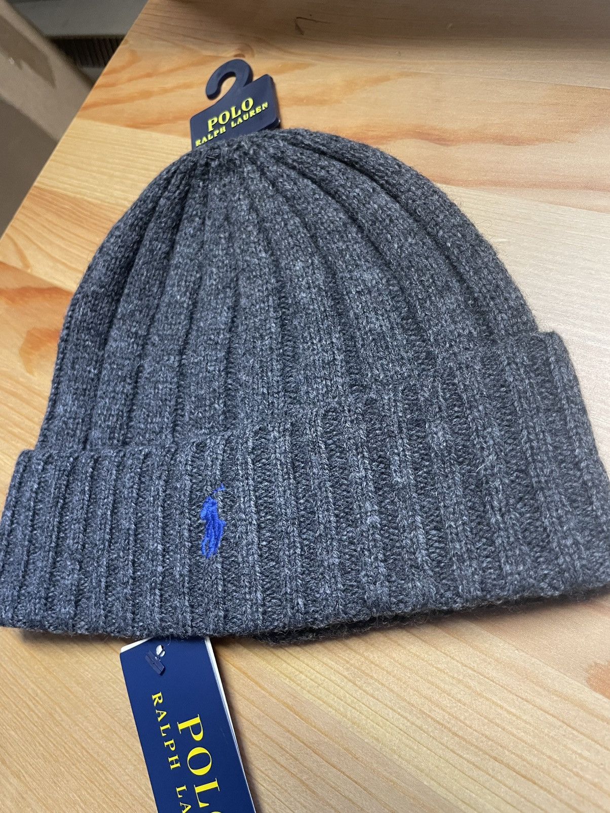 Polo Ralph Lauren Polo Ralph Lauren Beanie Charcoal Gray Blue Hat RL Knit Size ONE SIZE - 4 Thumbnail