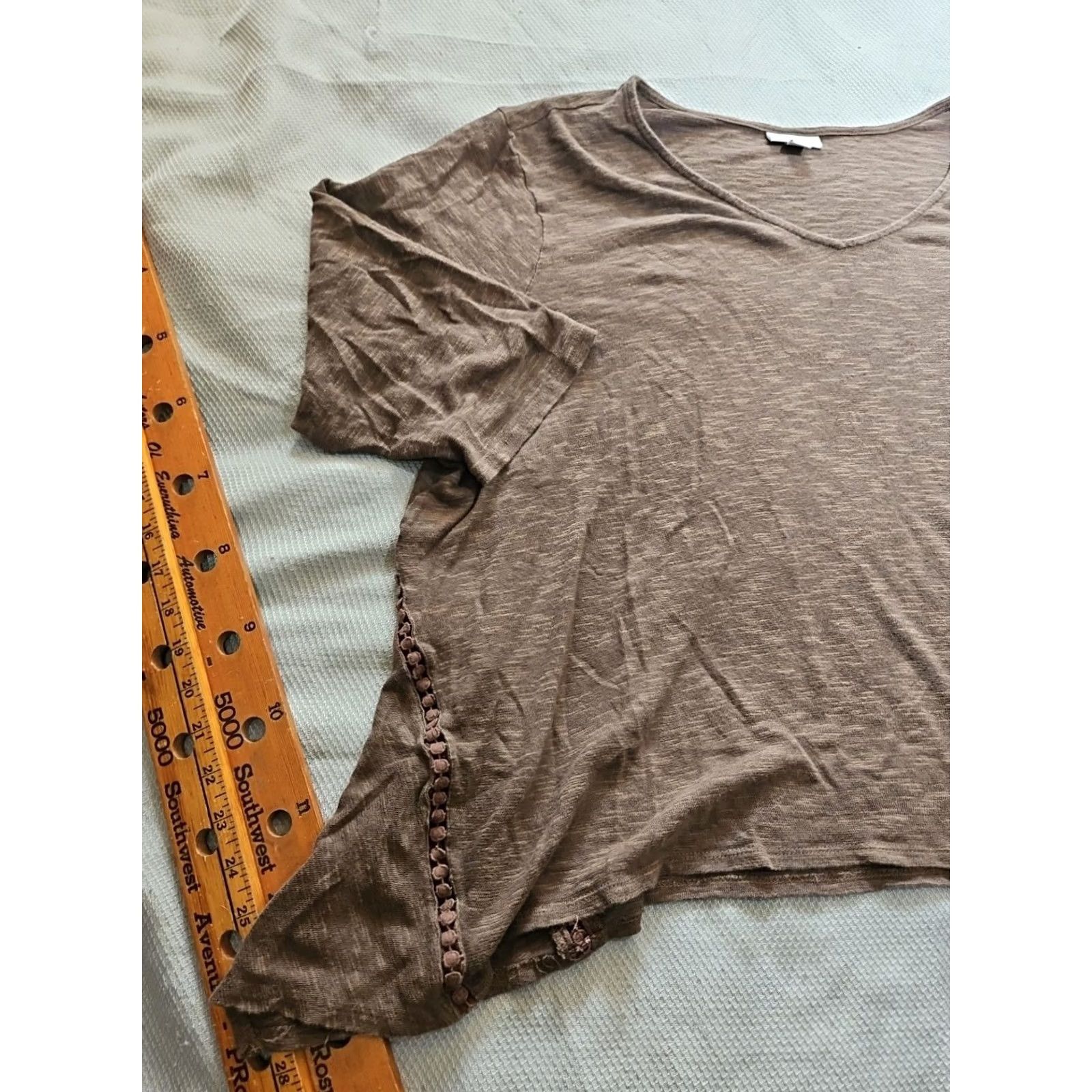 J. Jill VINTAGE J Jill Shirt Womens 3X Plus Brown Pullover Stretch Knit Linen Cotton Blend Top Size XXL / US 16-18 / IT 52-54 - 3 Thumbnail