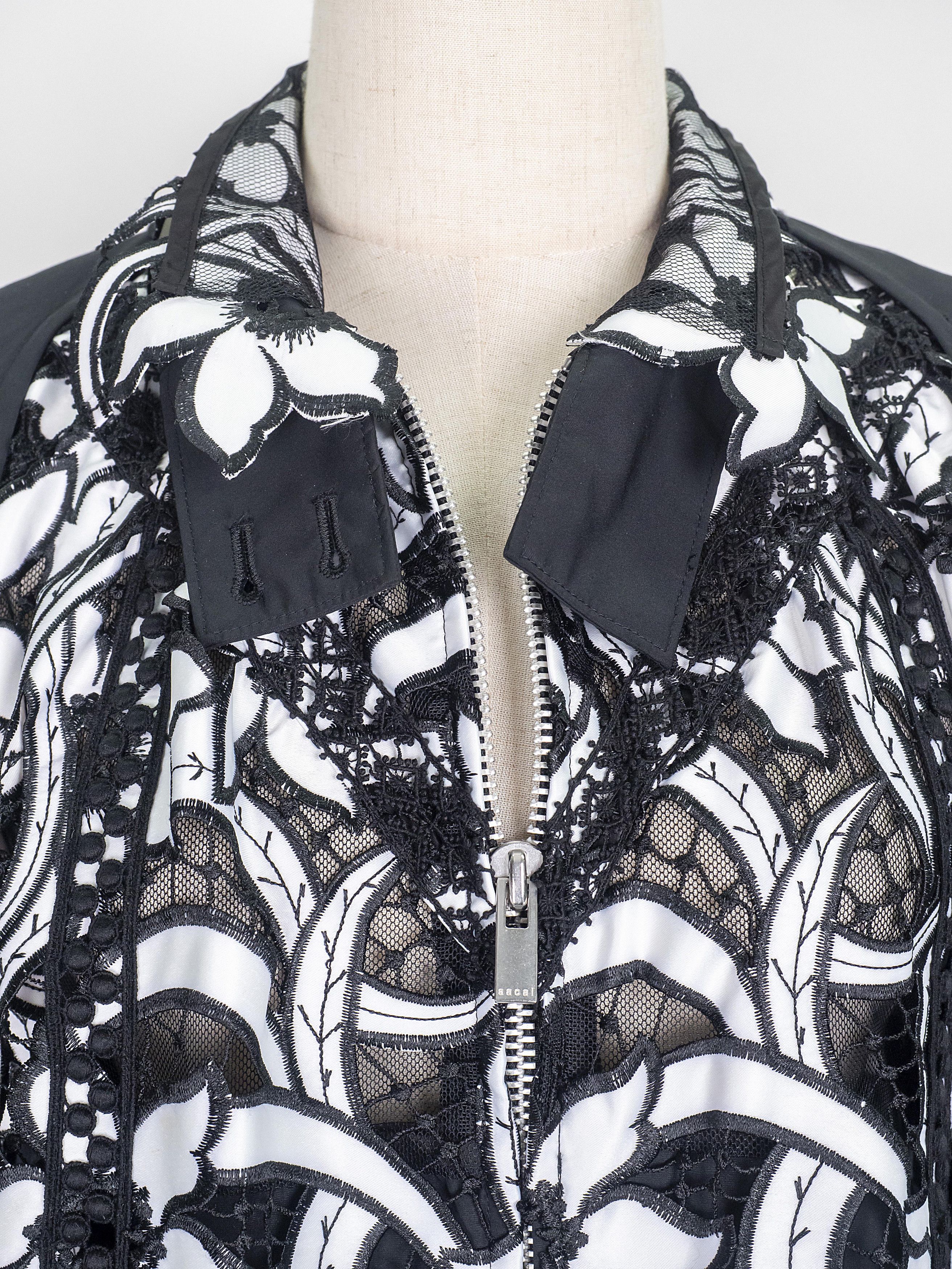 Sacai Black Broderie Anglaise Floral Cotton Jacket Size M / US 6-8 / IT 42-44 - 5 Thumbnail