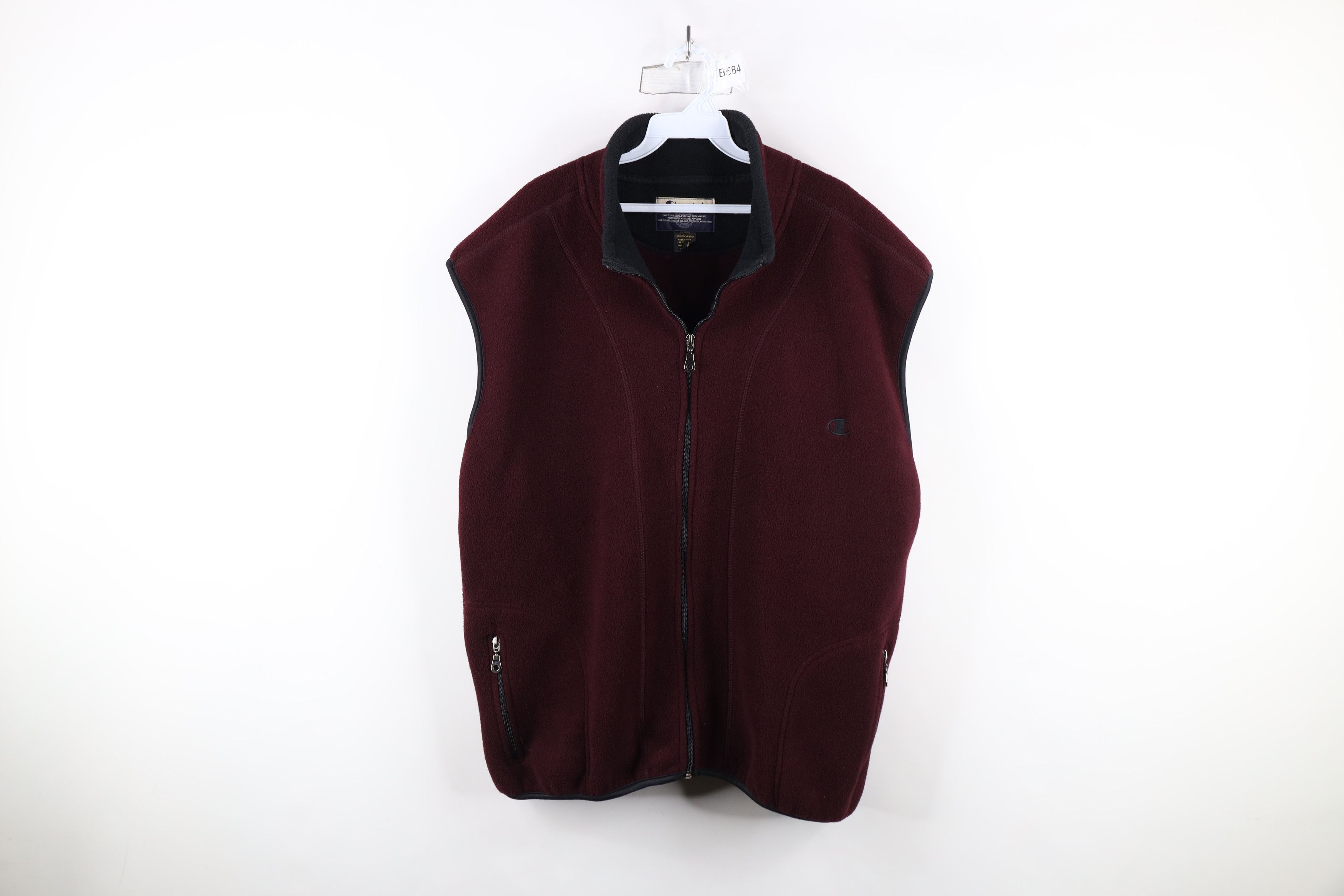 Champion × Vintage Vintage 90s Champion Logo Full Zip Fleece Vest Jacket Maroon Size US L / EU 52-54 / 3 - 1 Thumbnail